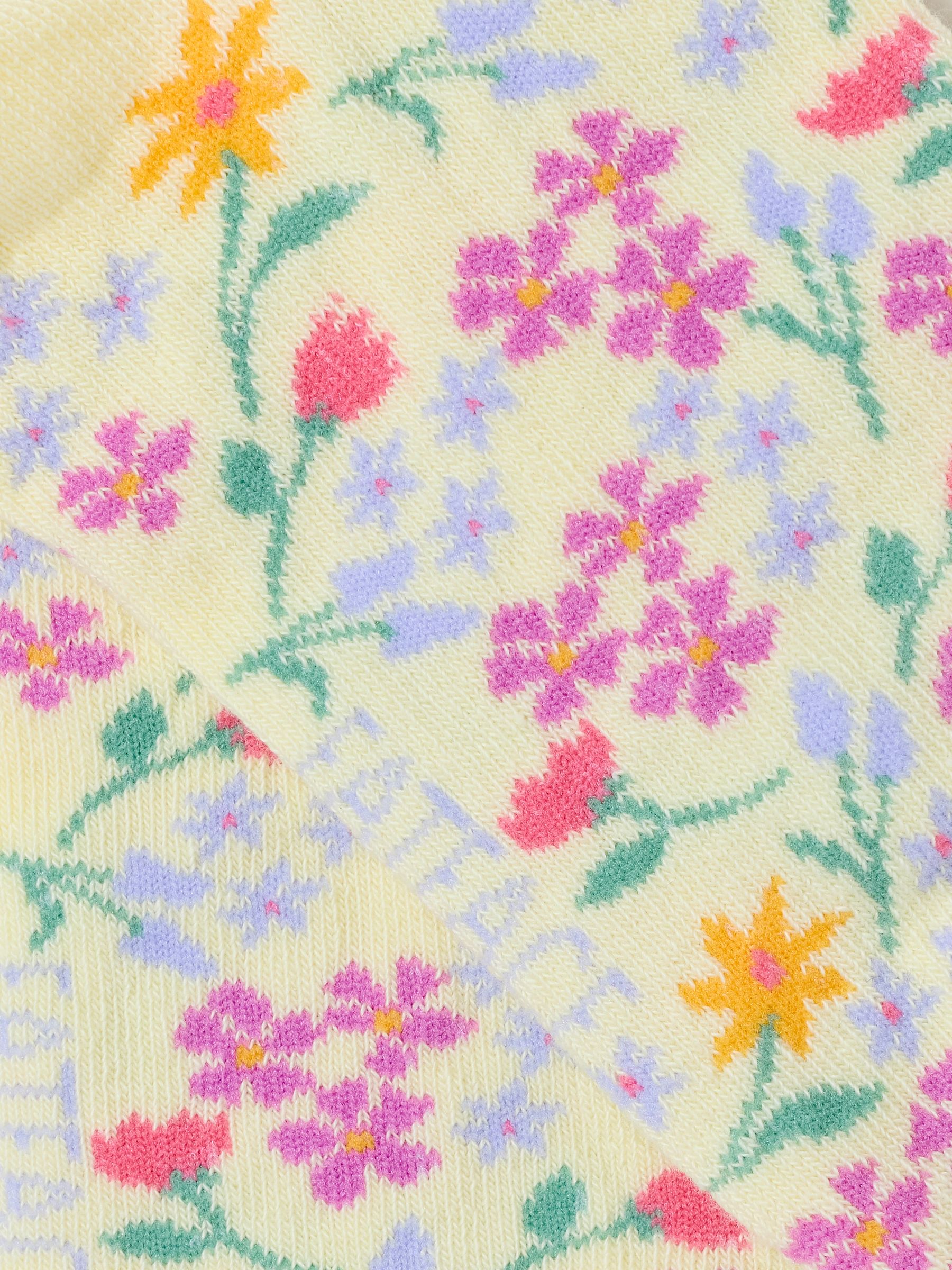 Yellow Floral Trainer Socks - Image 2 of 2