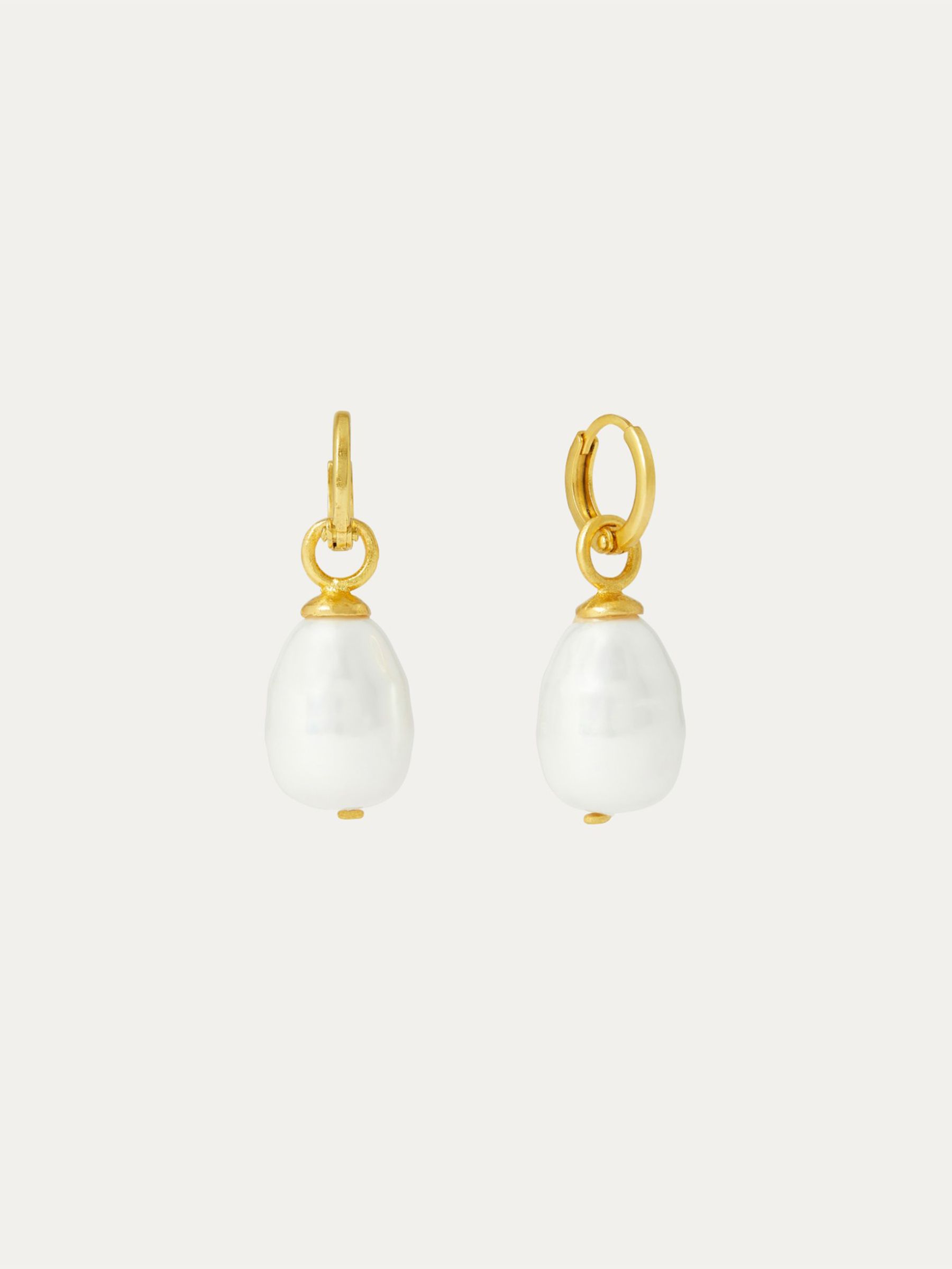 Ottoman Hands Ava Gold Tone Pearl Drop Huggie Earrings - Image 1 of 2