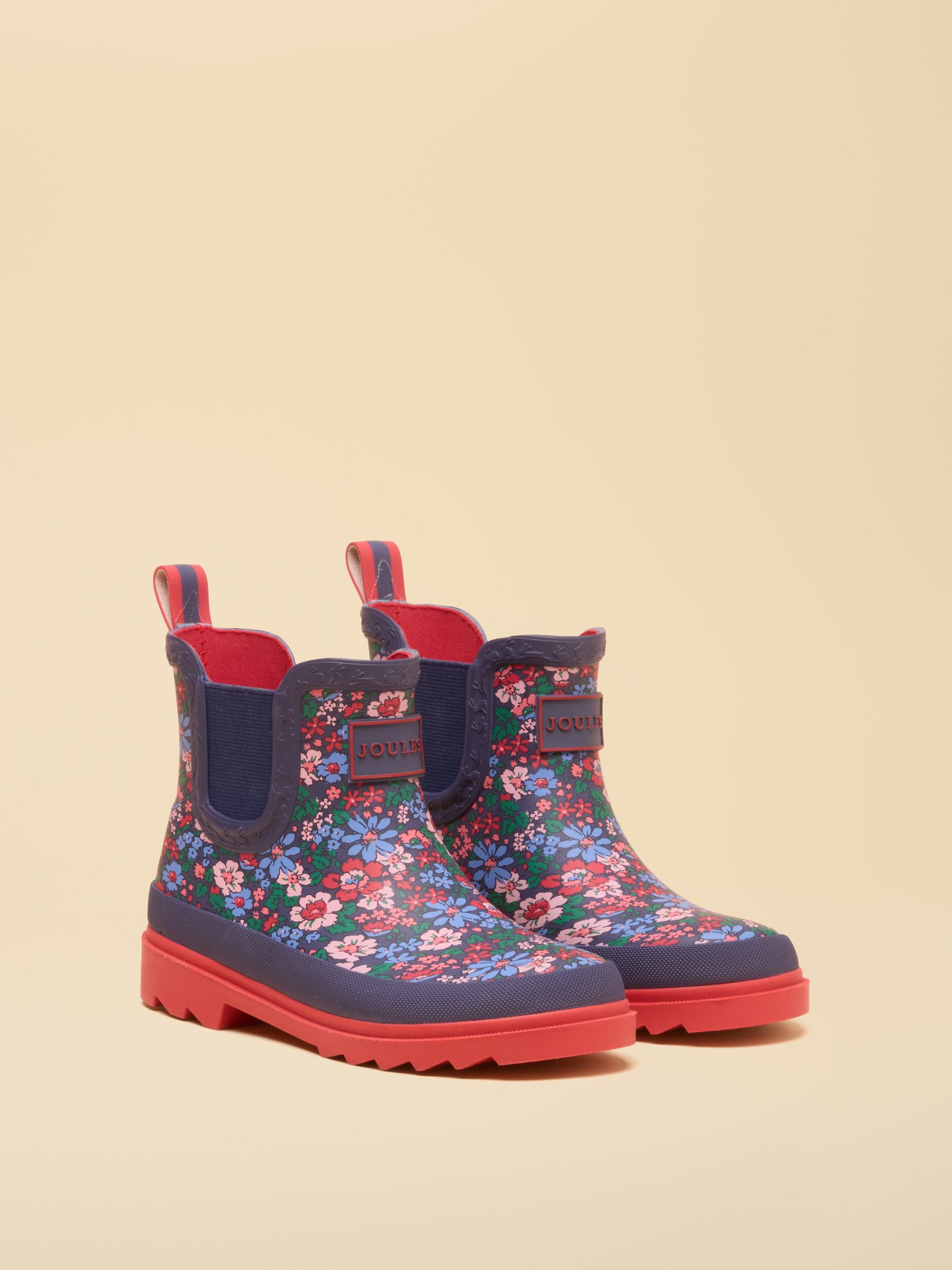 Kids Navy & Red Floral Ankle Wellies - Image 2 of 6