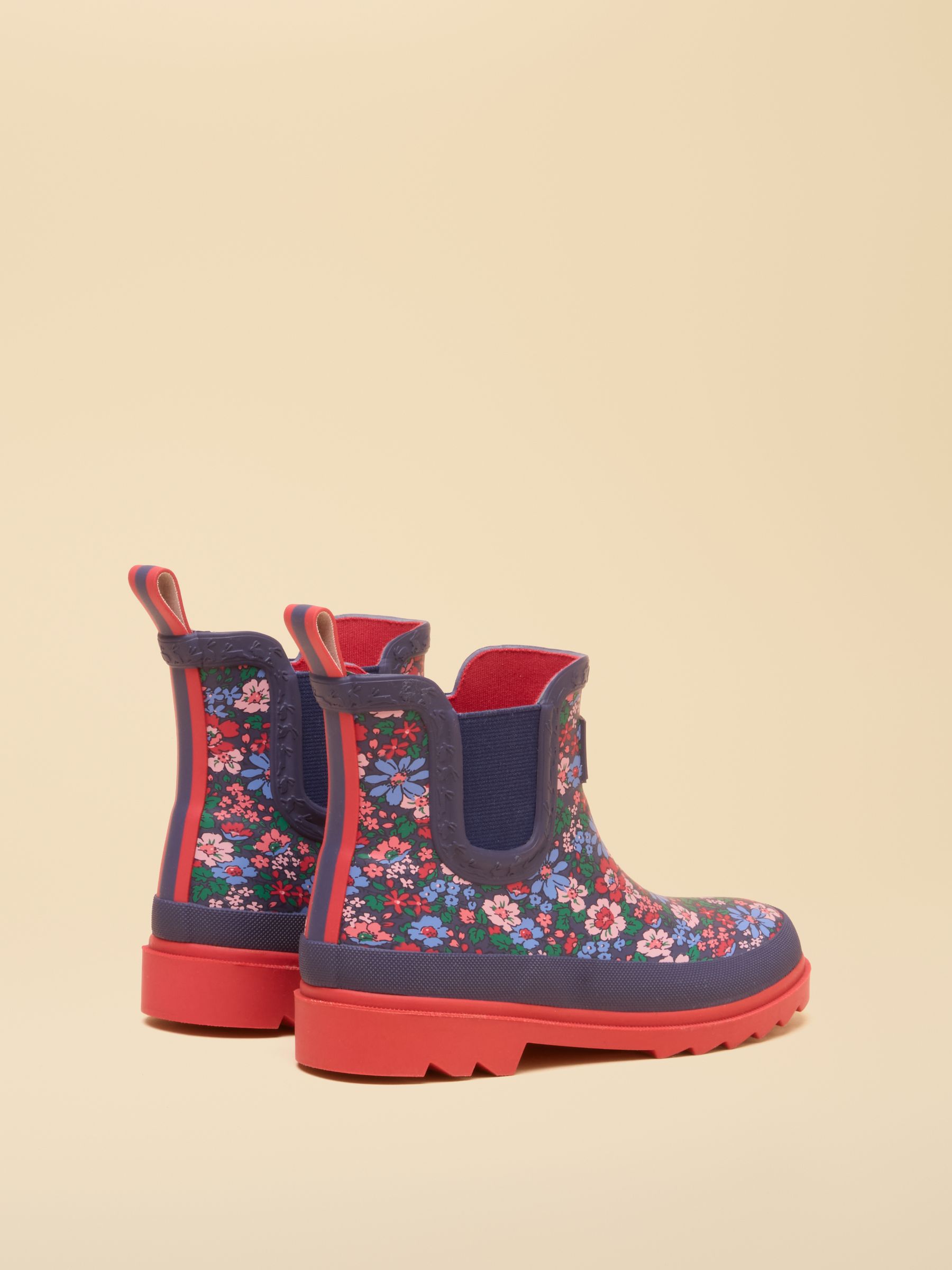 Kids Navy & Red Floral Ankle Wellies - Image 3 of 6