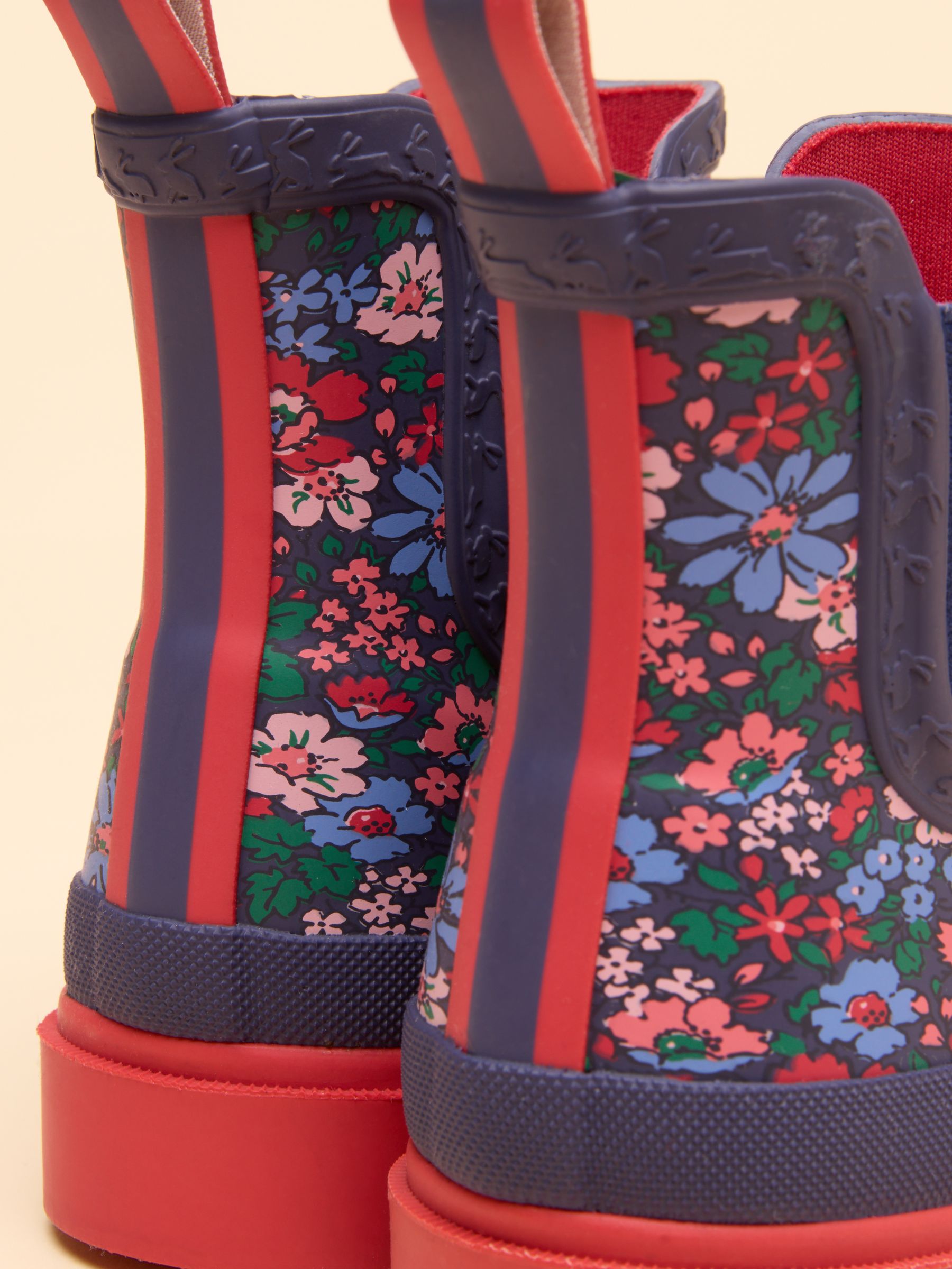 Kids Navy & Red Floral Ankle Wellies - Image 6 of 6