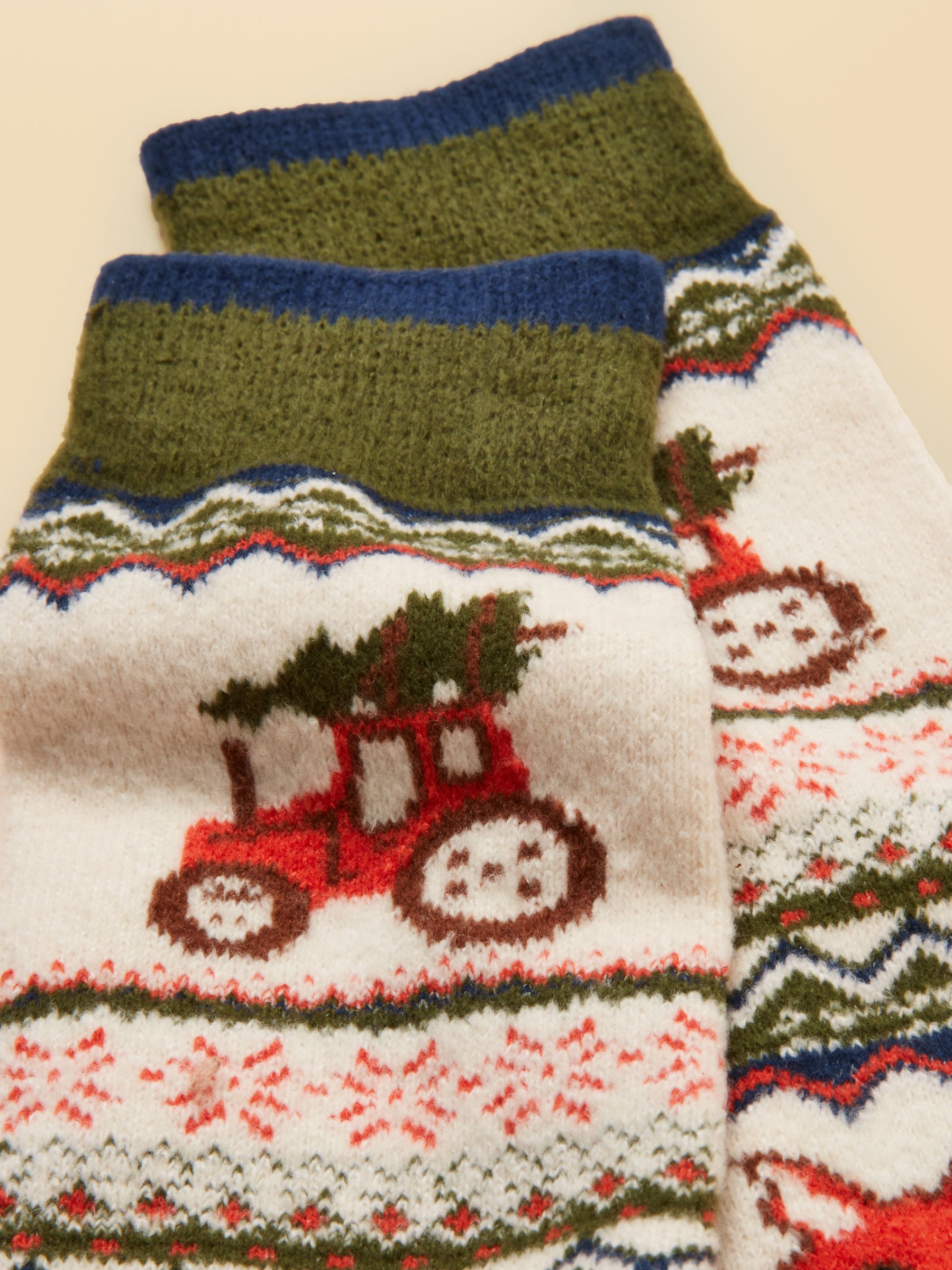 Kids' Cosy Orange & Green fox Fairisle Socks - Image 2 of 3