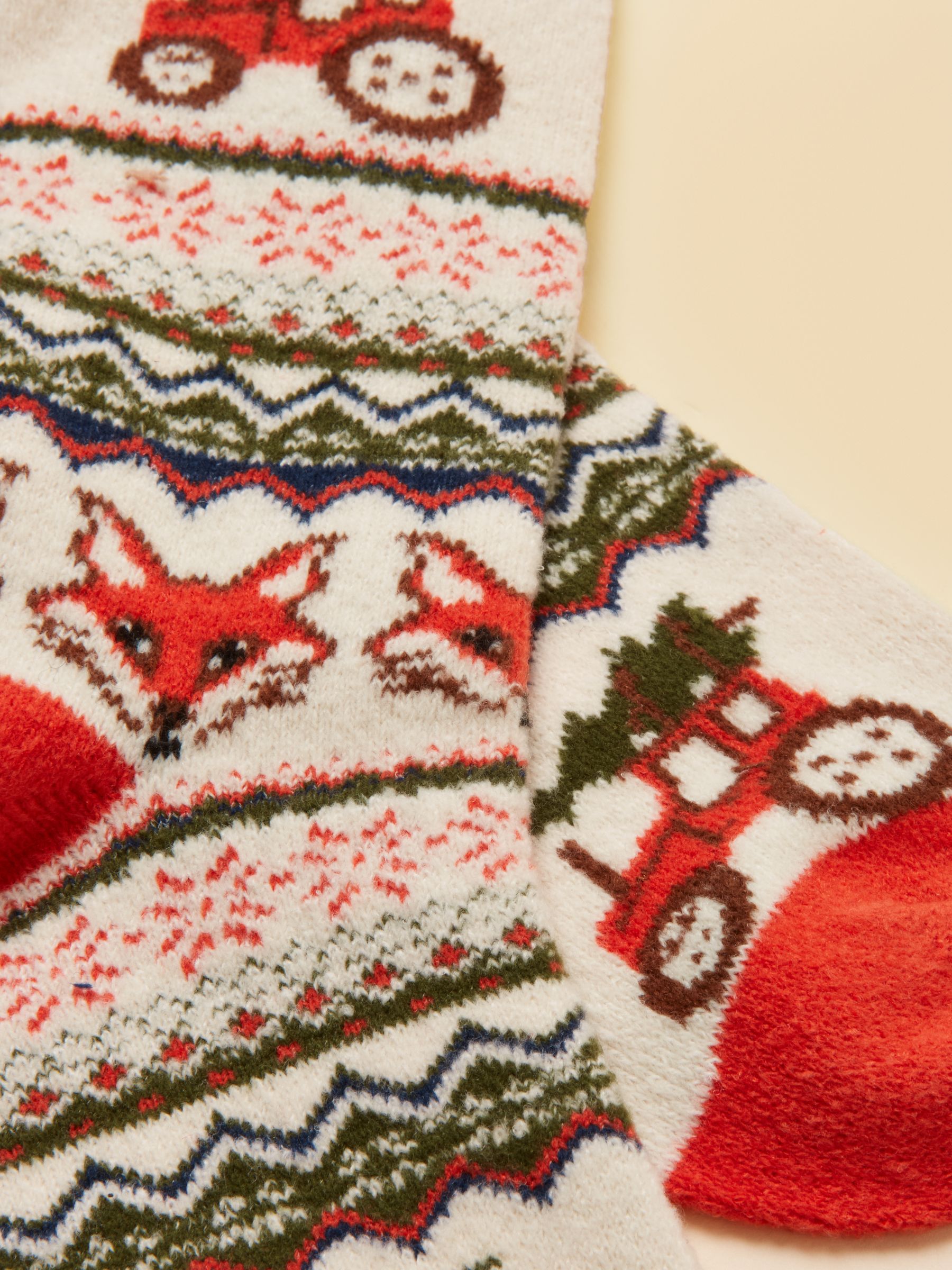 Kids' Cosy Orange & Green fox Fairisle Socks - Image 3 of 3