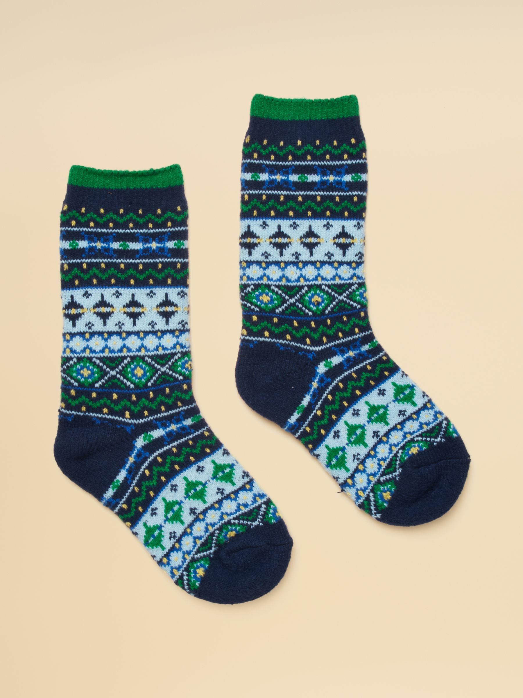 Kids' Cosy Navy Fairisle Socks - Image 1 of 3