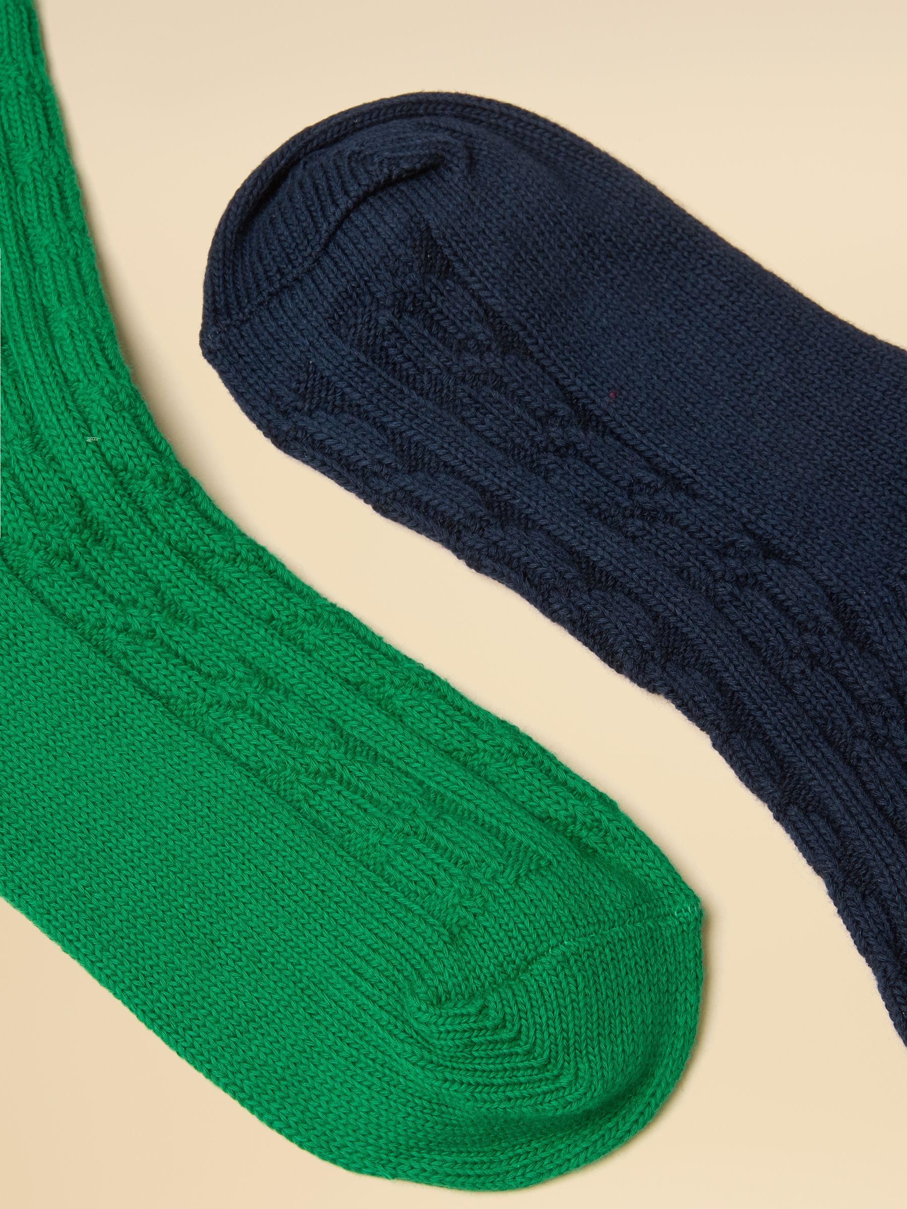 Kids' Cable Navy & Green 2 Pack Socks - Image 3 of 3 Kids' Cable Navy & Green 2 Pack Socks - Image 3 of 3