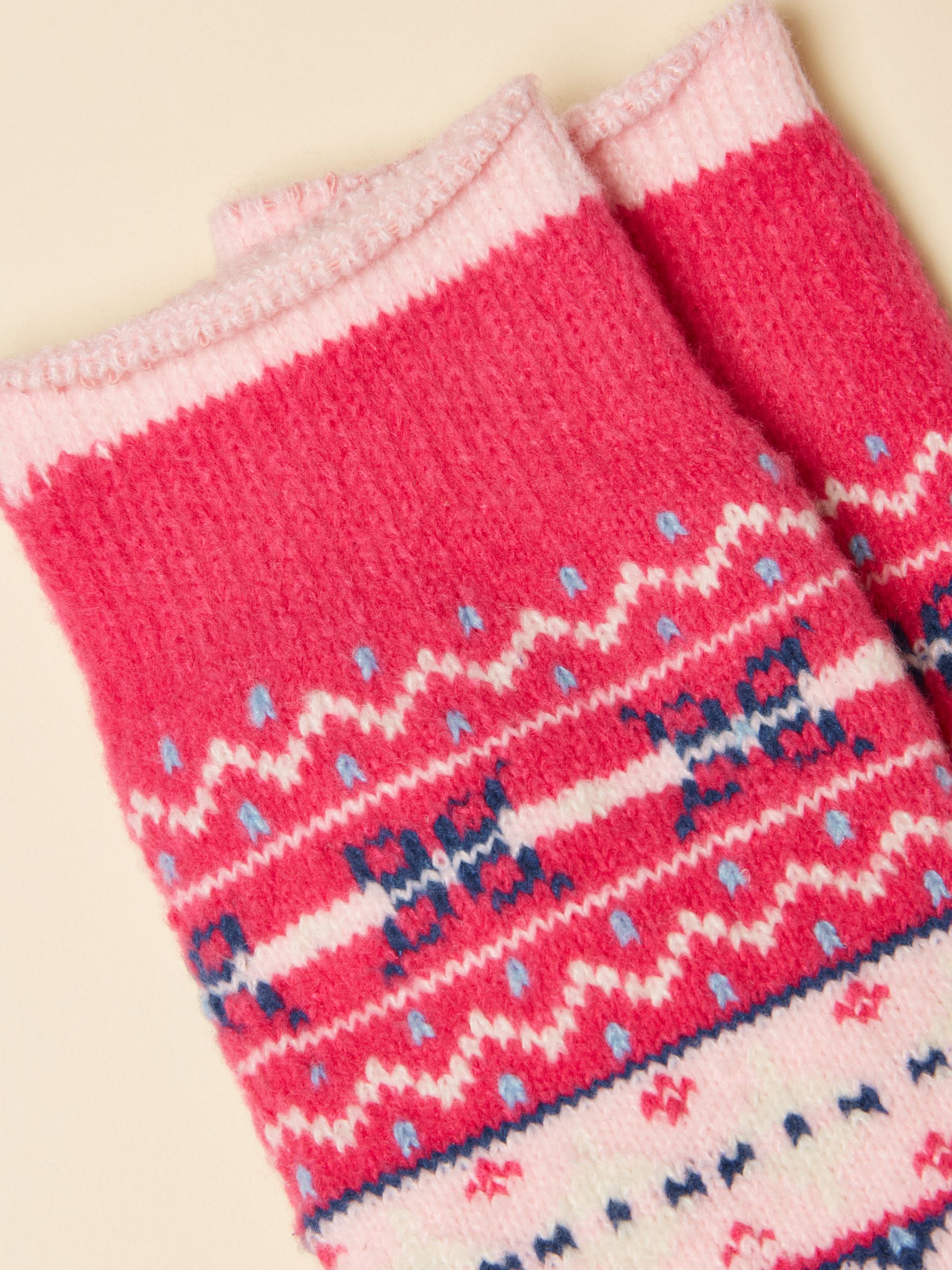 Kids' Cosy Pink Fair Isle Socks - Image 3 of 3