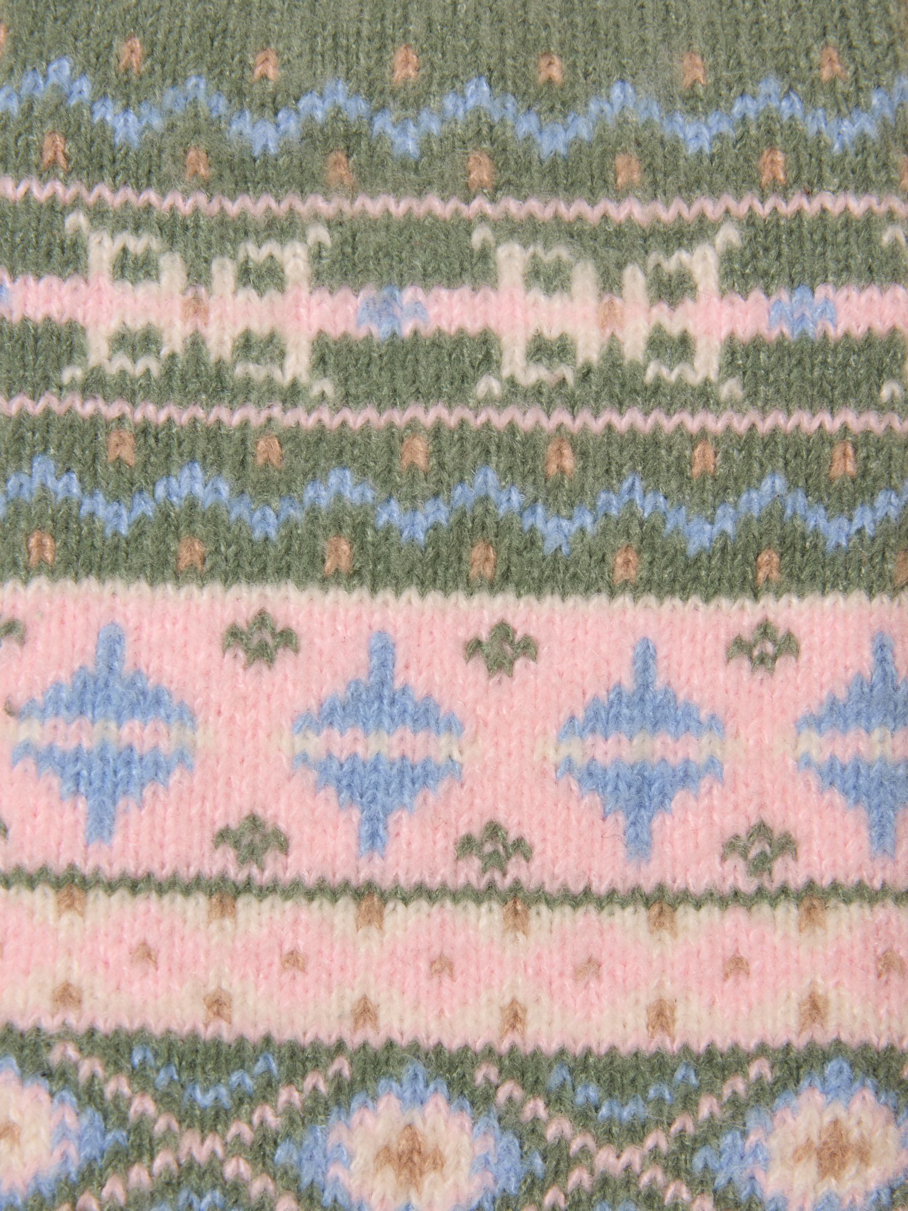 Kids' Cosy Khaki & Pink Fairisle Socks - Image 3 of 3