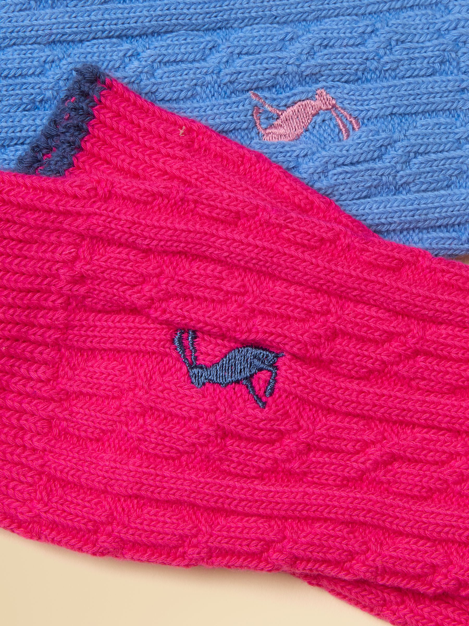 Kids' Cable Pink & Blue 2 Pack Socks - Image 2 of 3 Kids' Cable Pink & Blue 2 Pack Socks - Image 2 of 3