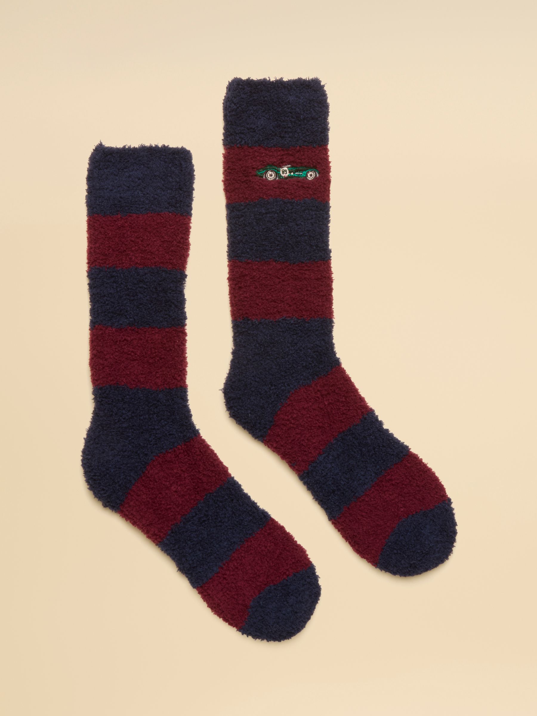 Men's Fluffy Red & Navy Racecar Socks - Image 1 of 3