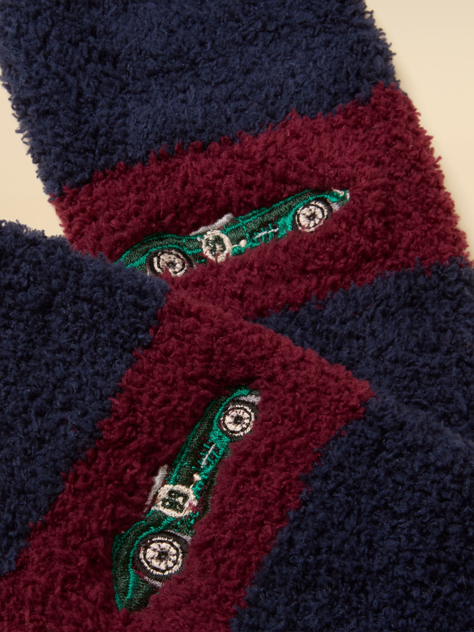 Men's Fluffy Red & Navy Racecar Socks - Image 2 of 3