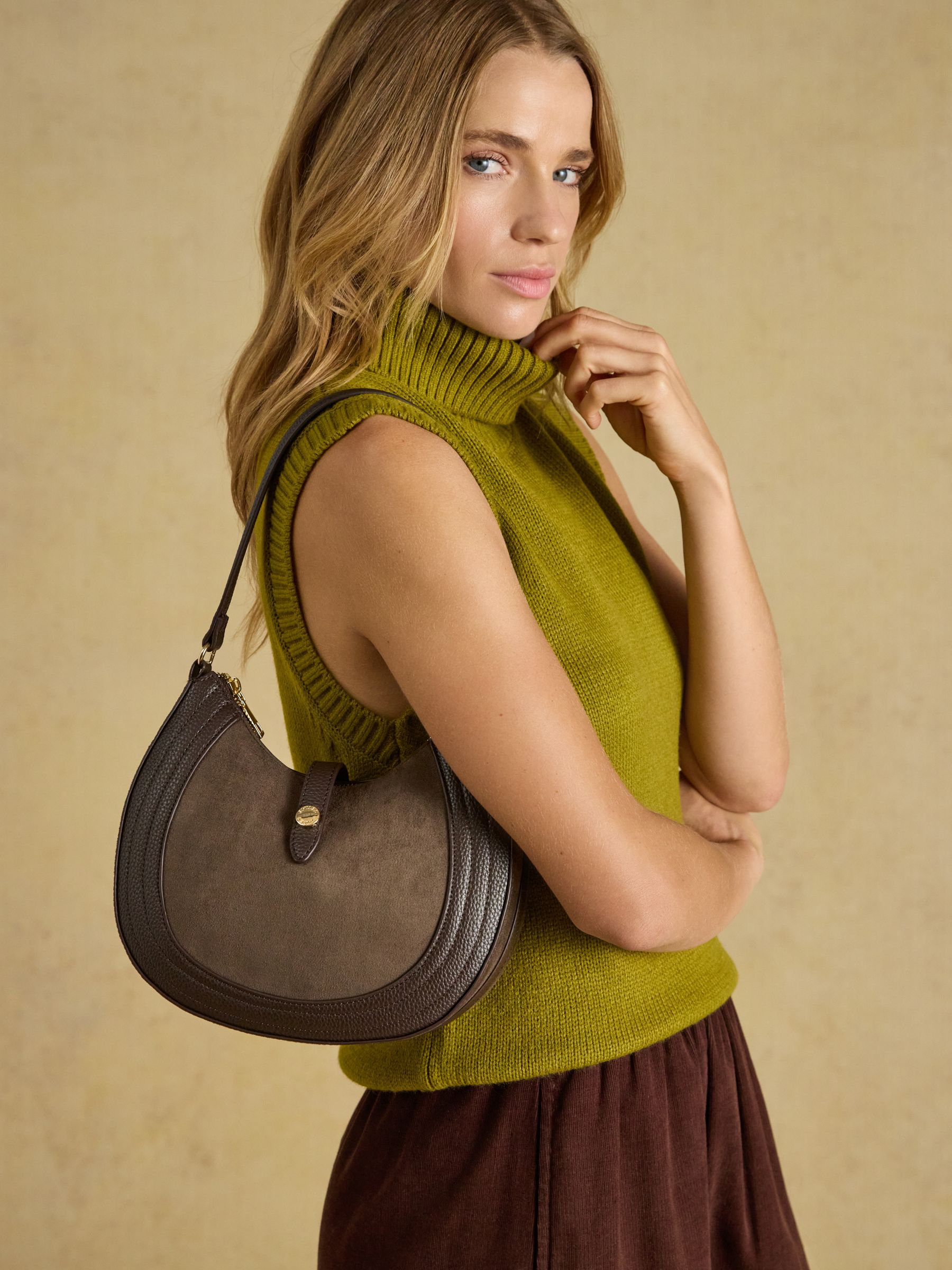 Chocolate Brown Crossbody Saddle Bag - Image 2 of 7