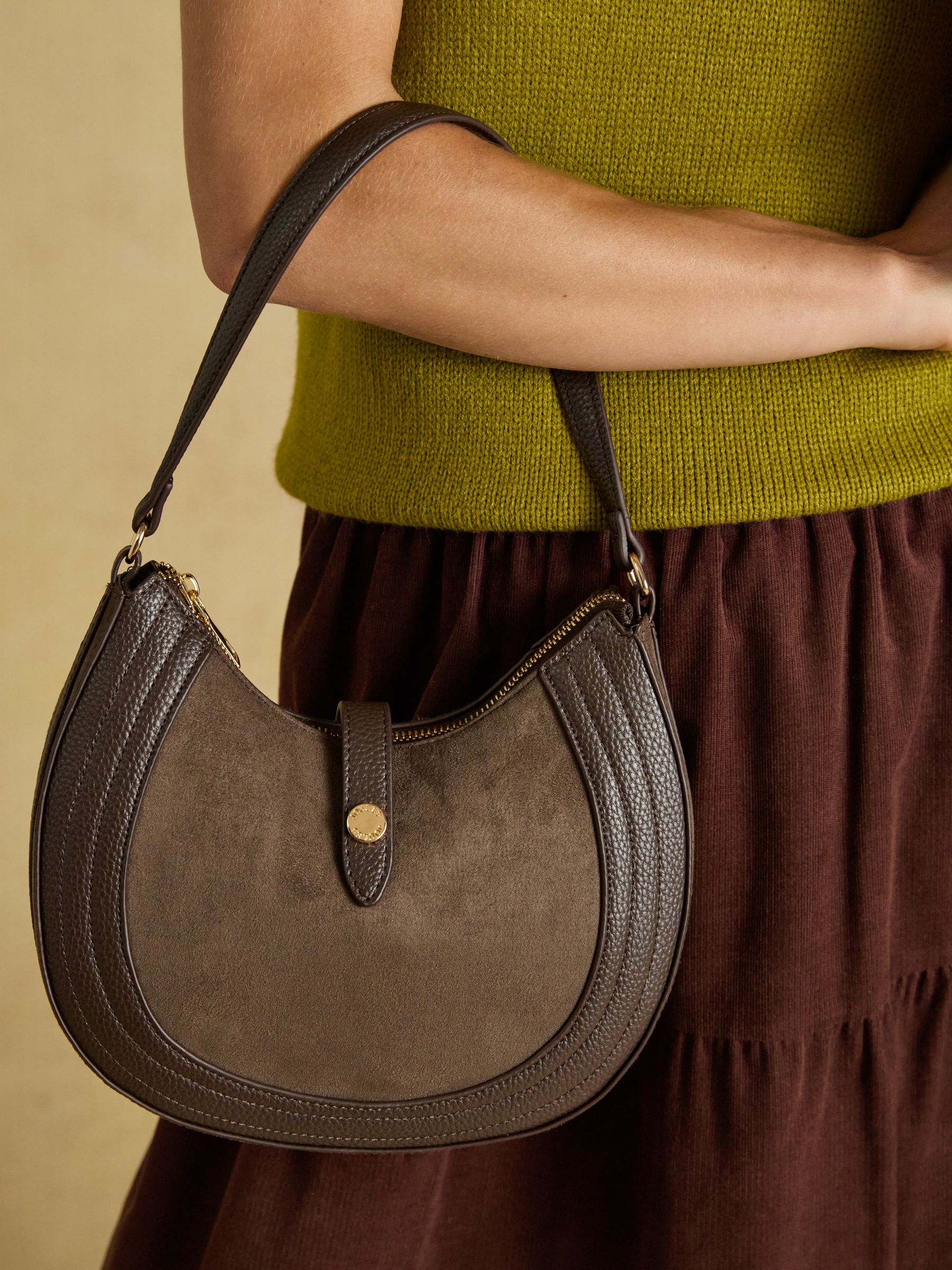 Chocolate Brown Crossbody Saddle Bag - Image 3 of 7