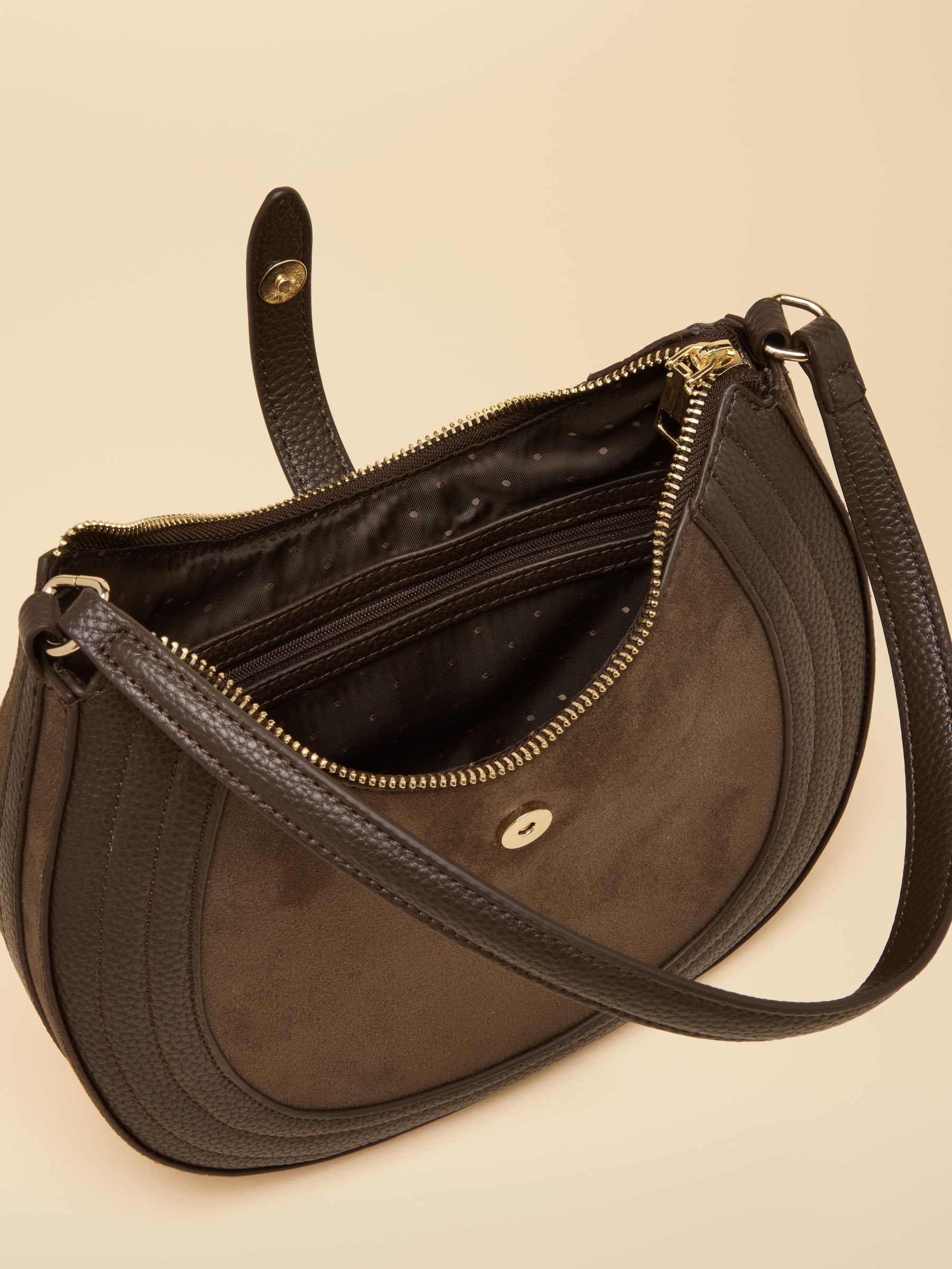 Chocolate Brown Crossbody Saddle Bag - Image 8 of 8