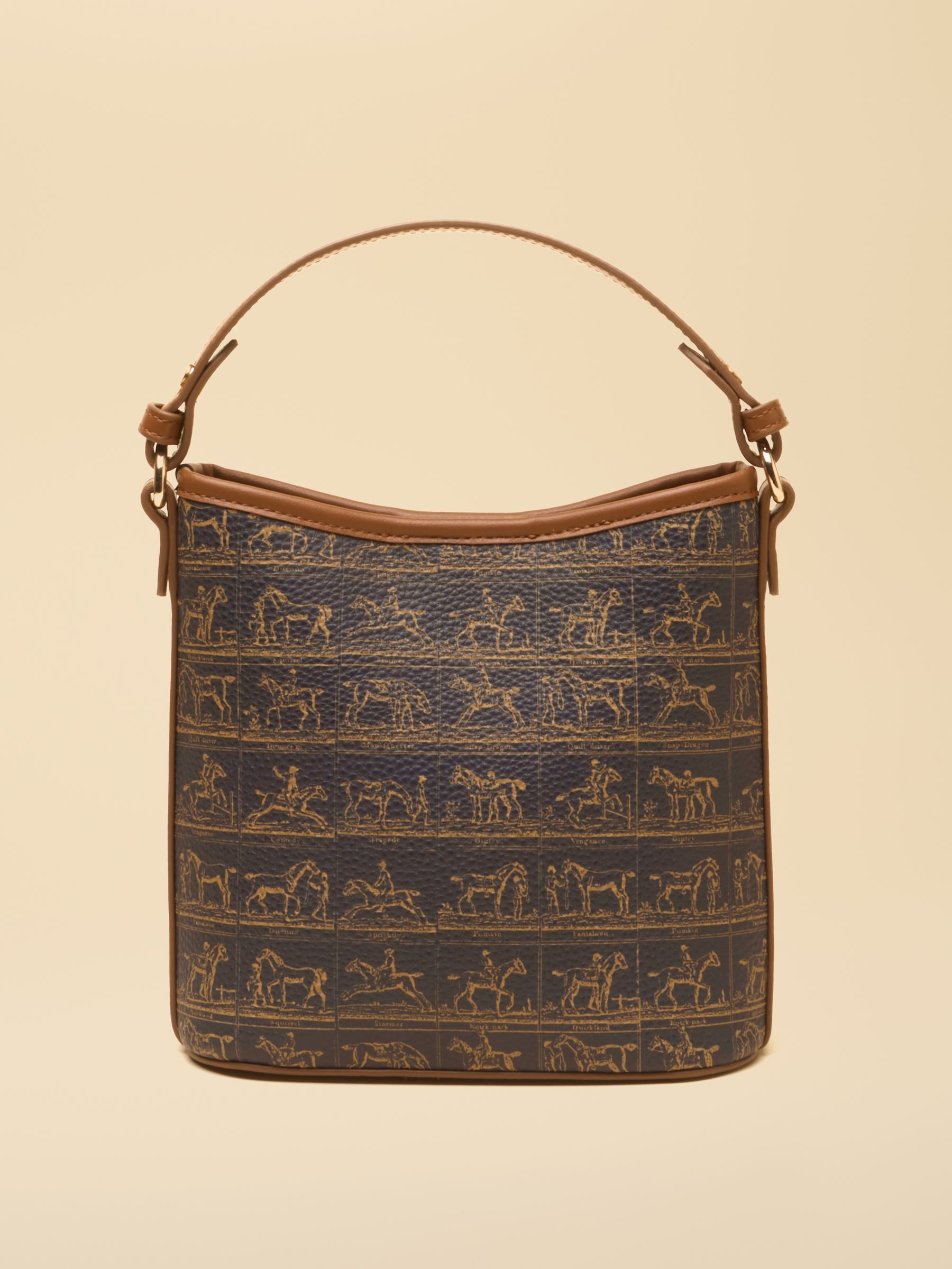 Navy & Brown Horse Print Bucket Bag | Joules