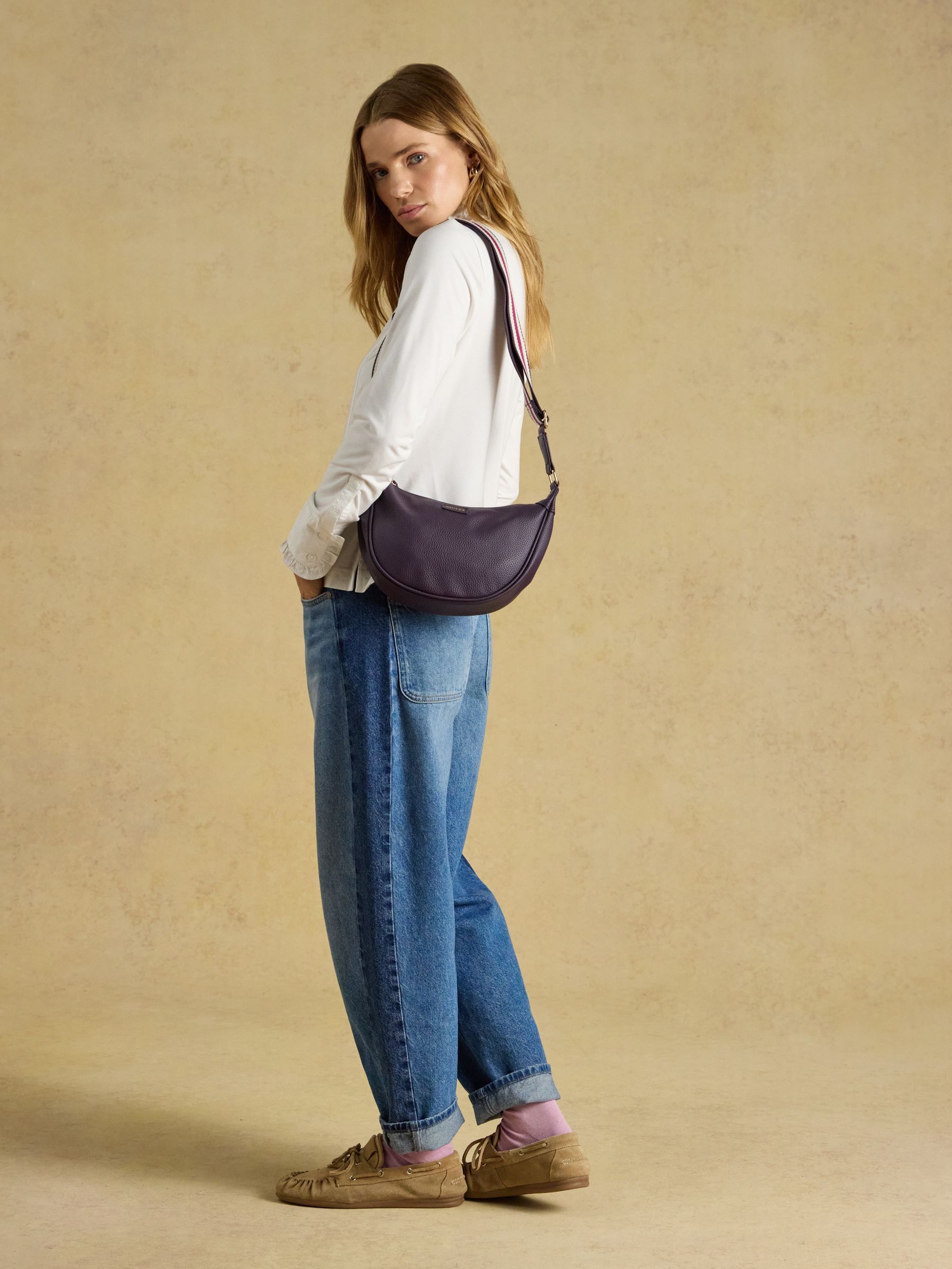 Jade Purple Half Moon Adjustable Cross-Body Bag - Image 2 of 8 Jade Purple Half Moon Adjustable Cross-Body Bag - Image 2 of 8