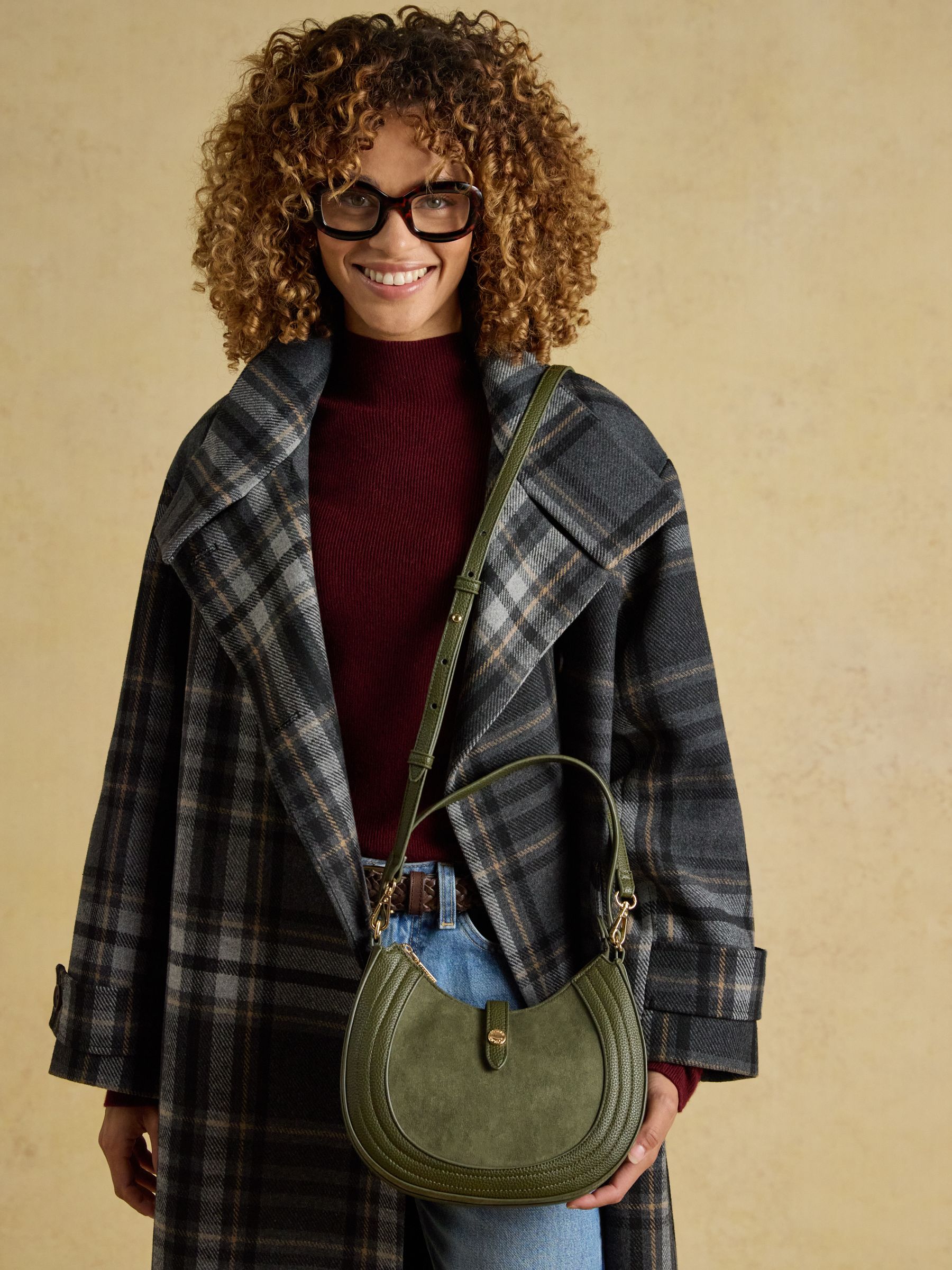 Khaki Green Crossbody Saddle Bag - Image 3 of 9