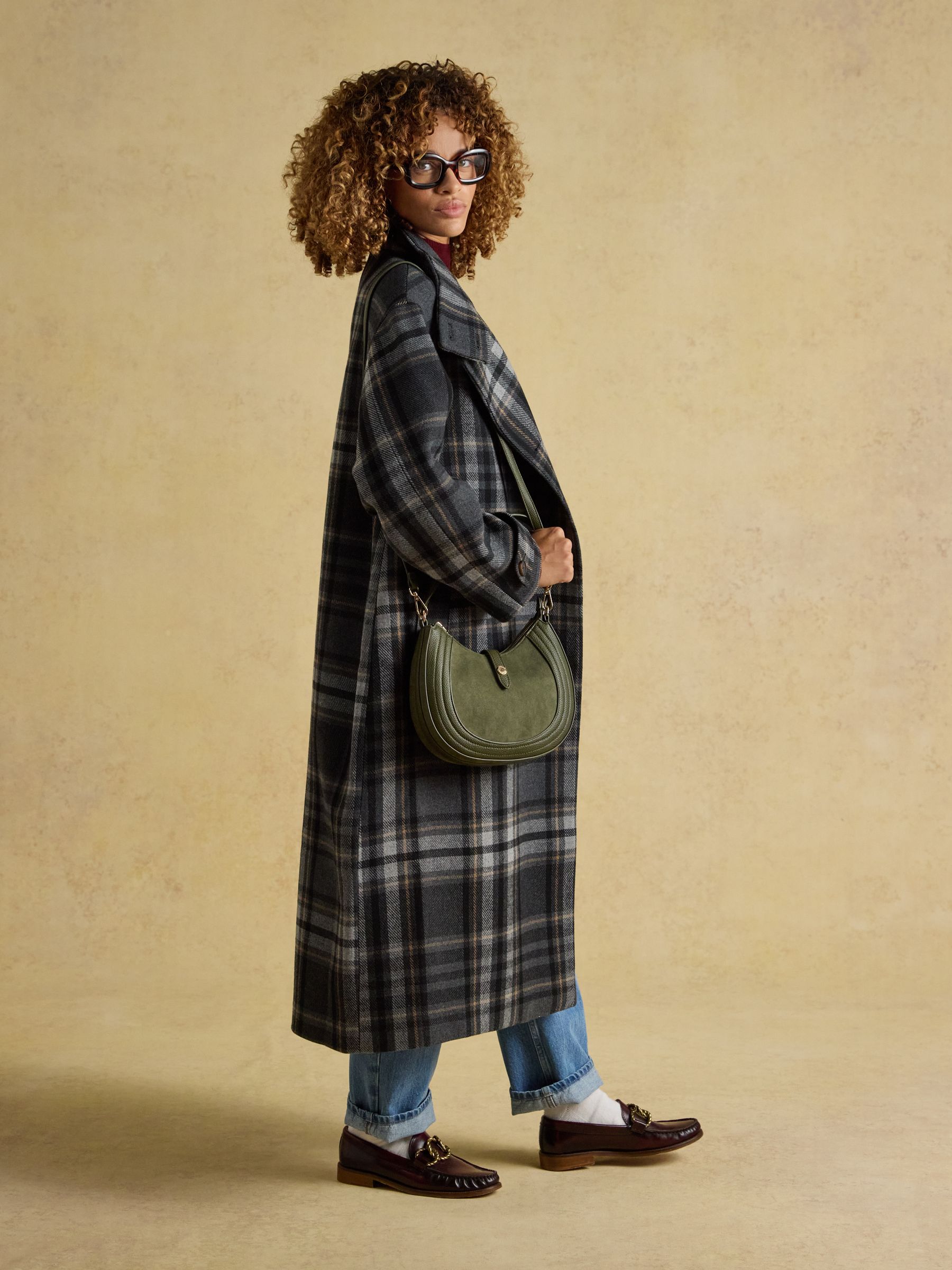 Khaki Green Crossbody Saddle Bag - Image 4 of 9