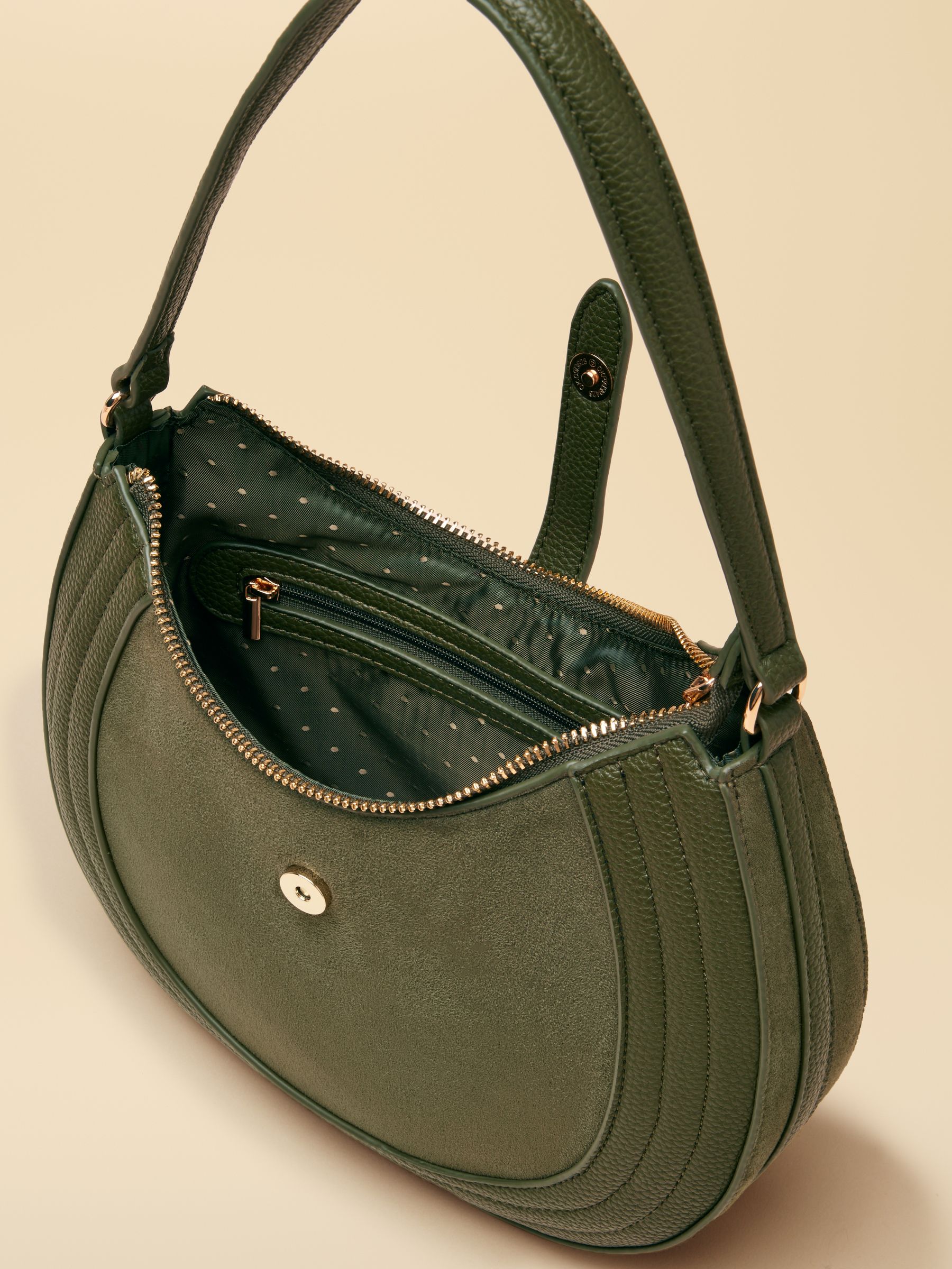 Khaki Green Crossbody Saddle Bag - Image 7 of 9