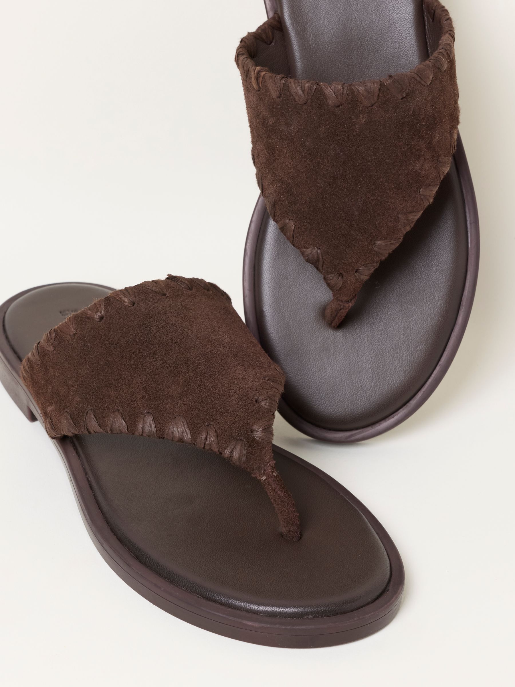 Maeve Chocolate Brown Suede Whipstitch Mule Sandal - Image 3 of 4