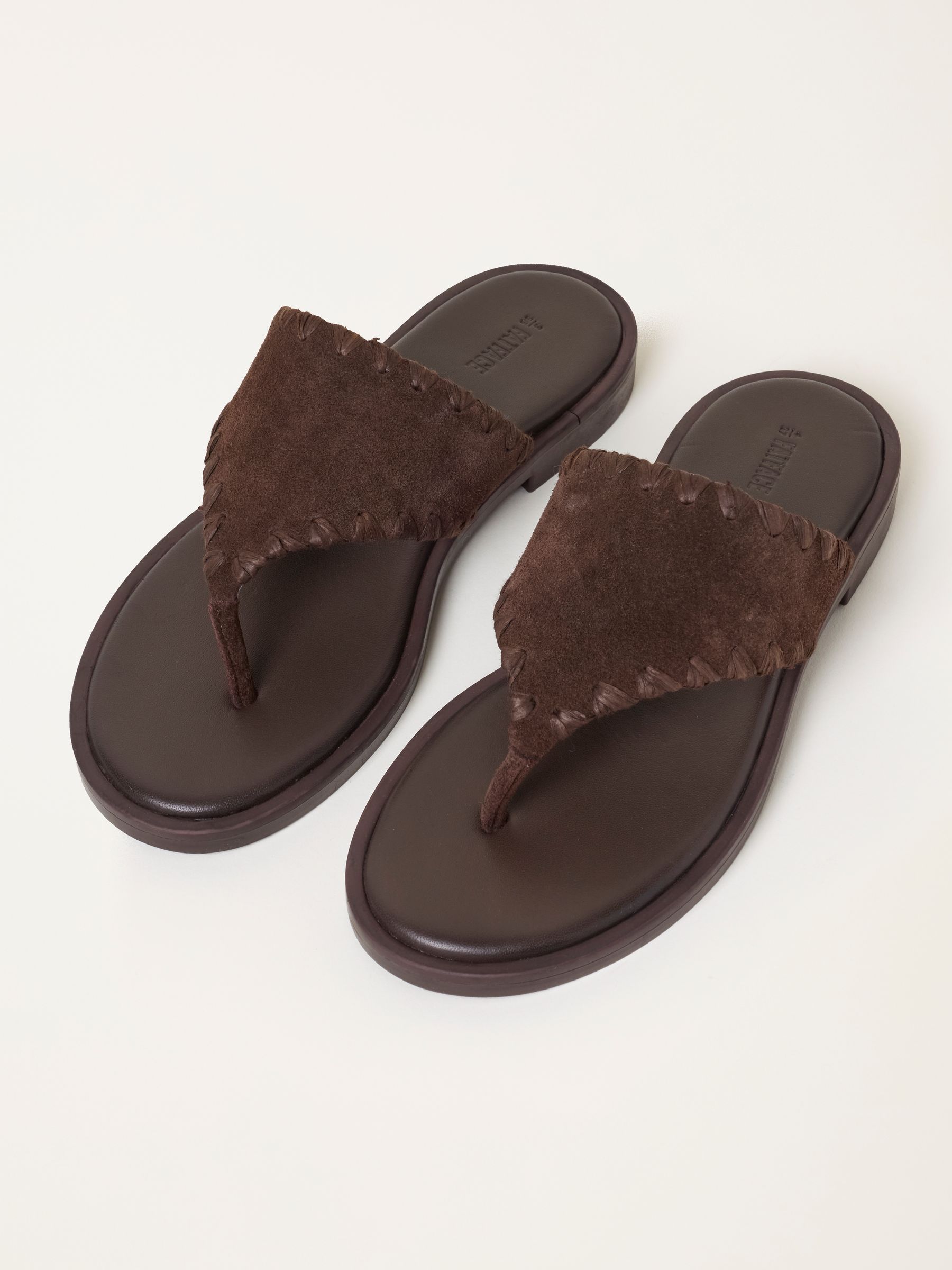 Maeve Chocolate Brown Suede Whipstitch Mule Sandal - Image 4 of 4