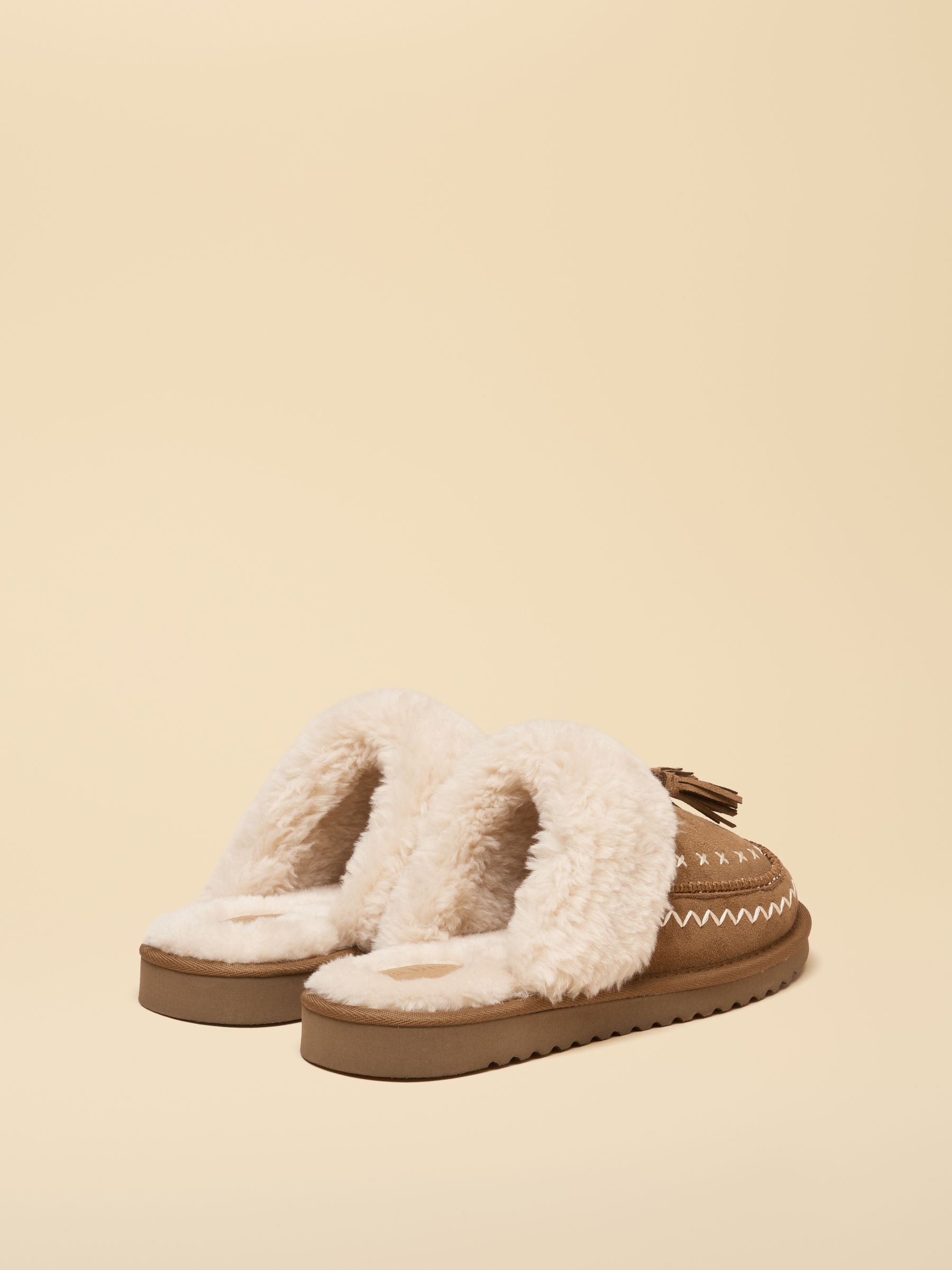 Chestnut Brown Embroidered Tassel Slipper - Image 2 of 6