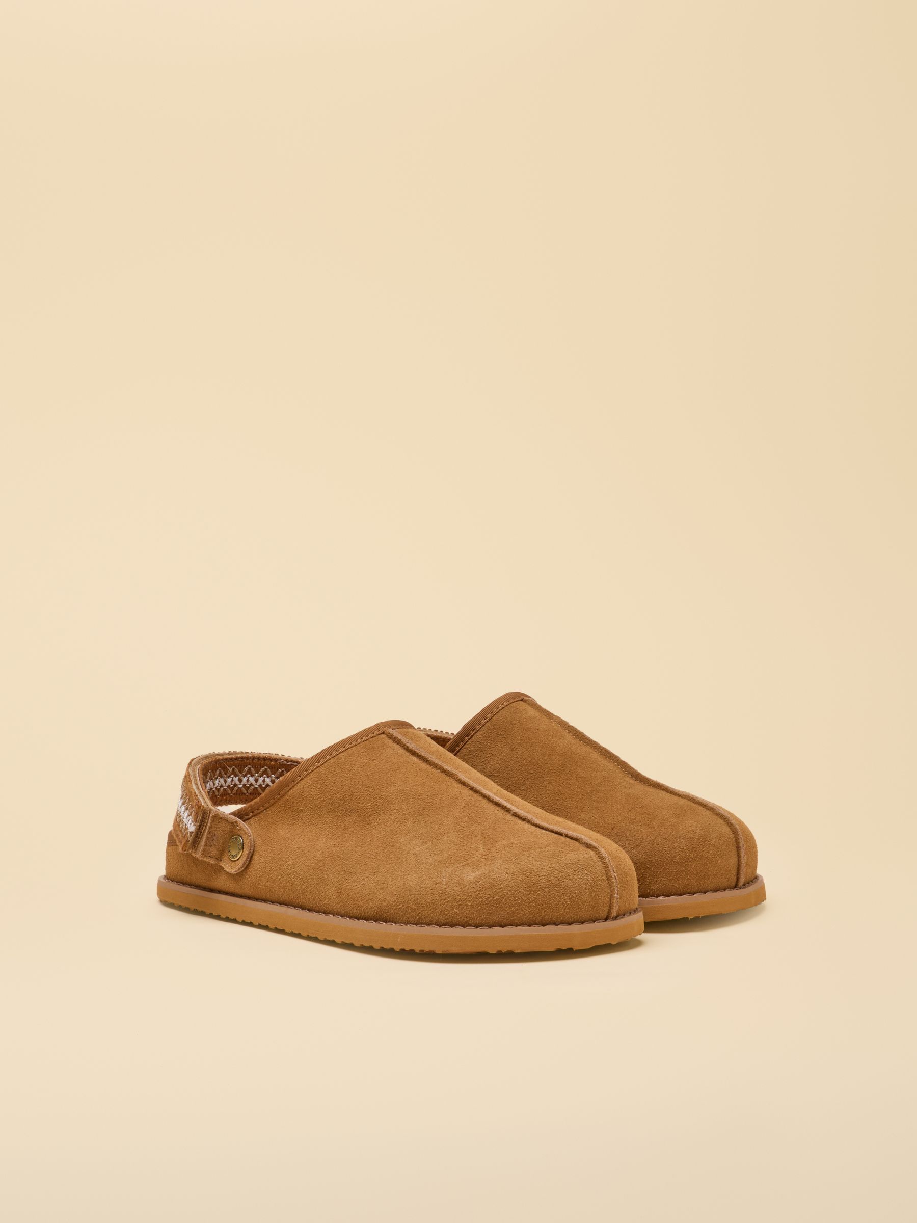 House Shoe Chestnut Brown suede faux fur lined clog - Image 1 of 7