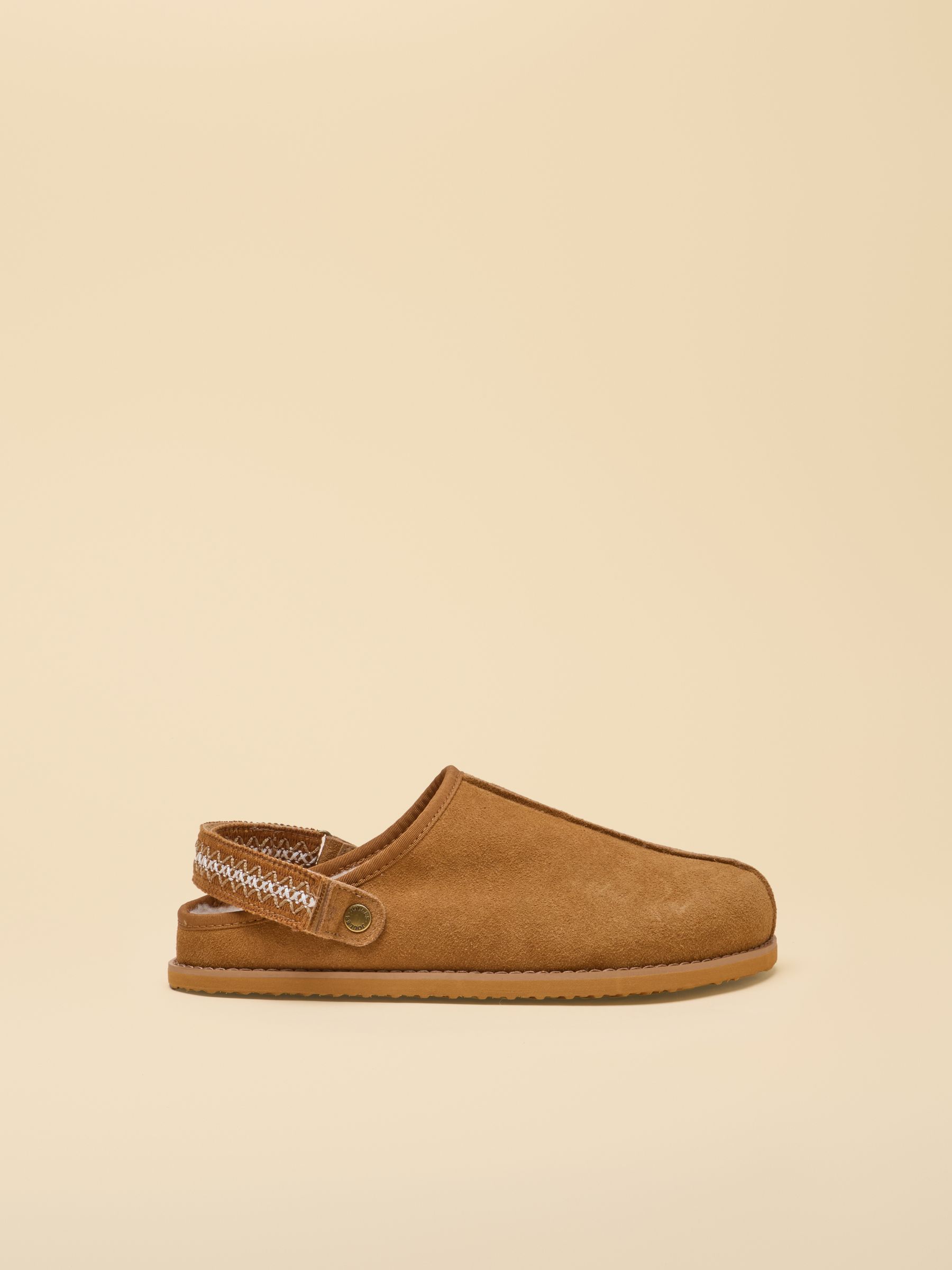 House Shoe Chestnut Brown suede faux fur lined clog - Image 2 of 7