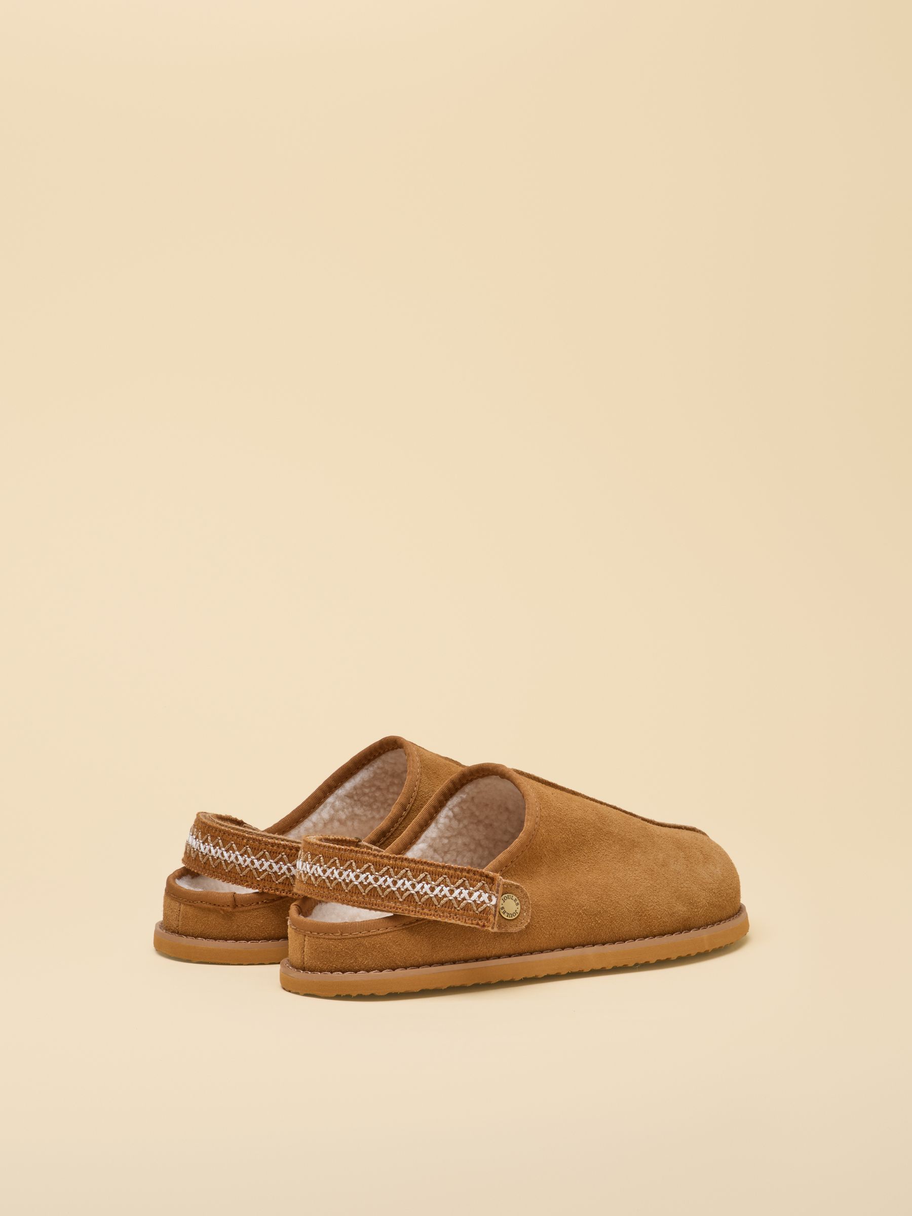 House Shoe Chestnut Brown suede faux fur lined clog - Image 3 of 7