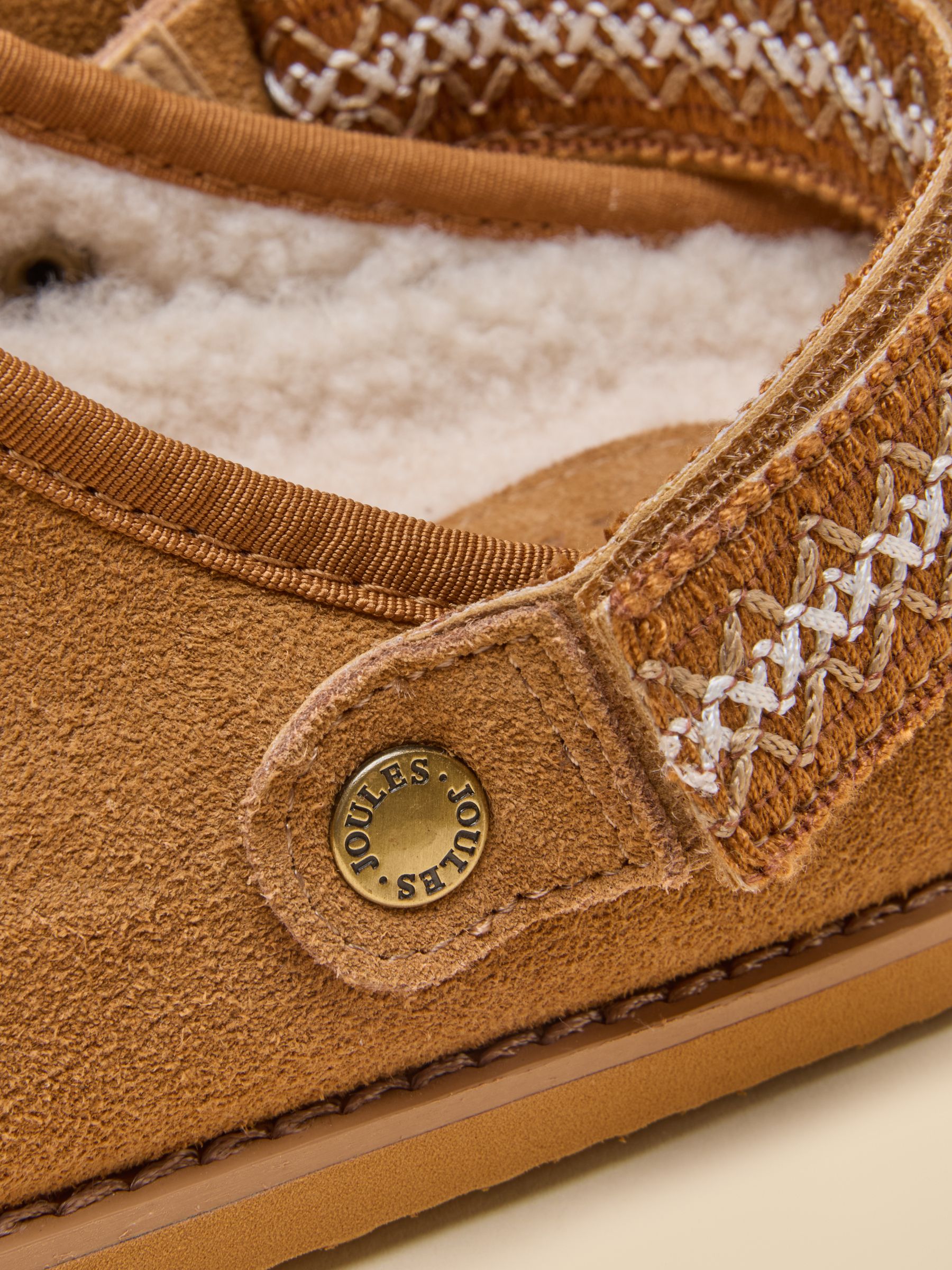 House Shoe Chestnut Brown suede faux fur lined clog - Image 6 of 7