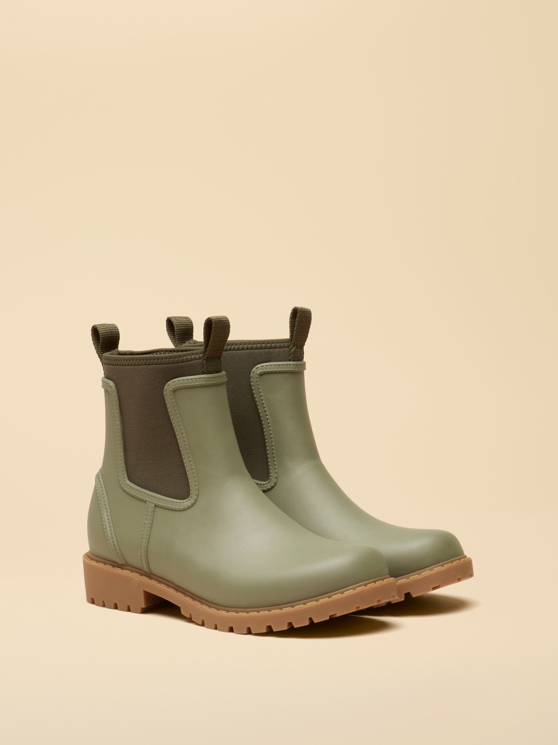 Oakfield Khaki Green Neoprene Lined Ankle Wellies - Image 1 of 6 Oakfield Khaki Green Neoprene Lined Ankle Wellies - Image 1 of 6
