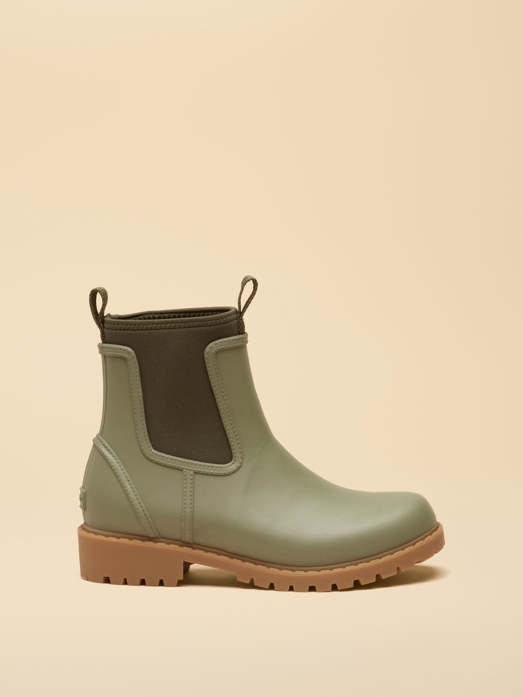 Oakfield Khaki Green Neoprene Lined Ankle Wellies - Image 2 of 6 Oakfield Khaki Green Neoprene Lined Ankle Wellies - Image 2 of 6