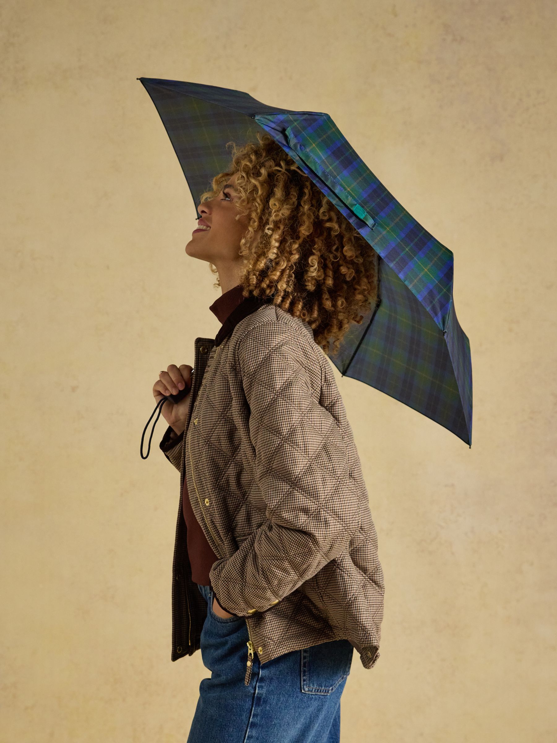 Rayne Blue & Green Check Umbrella - Image 4 of 8