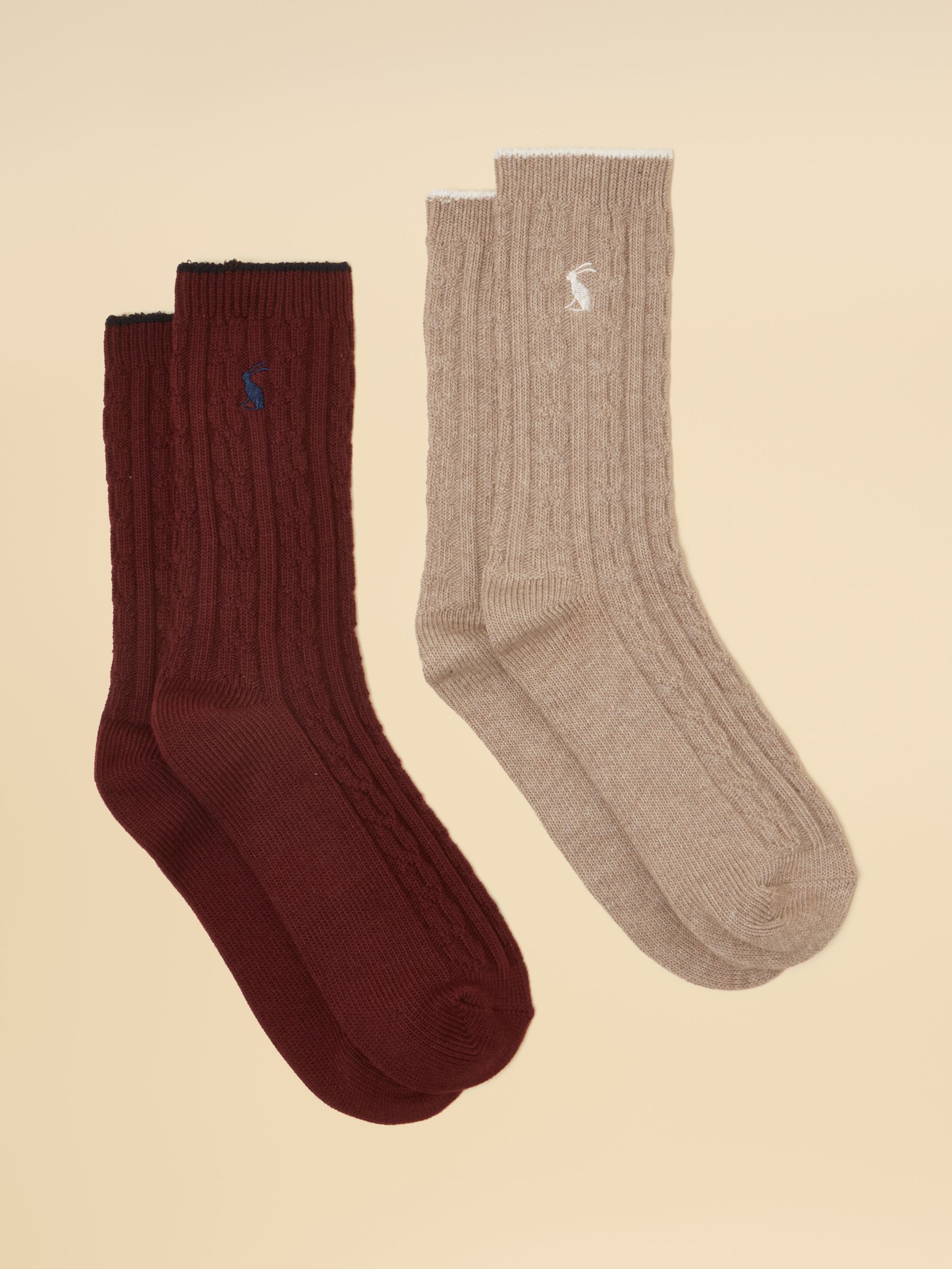 Women's Cable Knit Oat & Berry Socks 2 Pack  (size 4 - 8) - Image 1 of 3