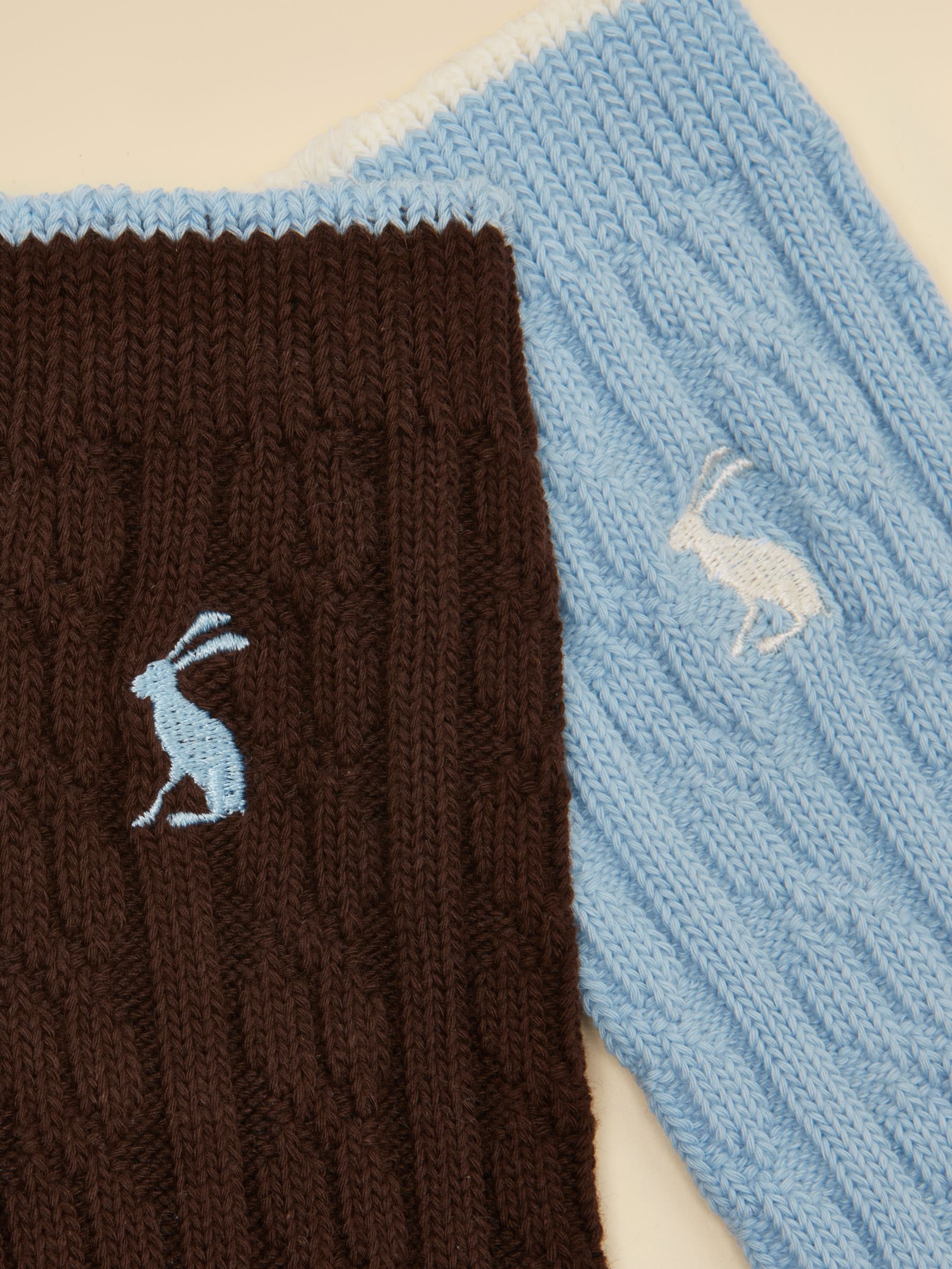 Women's Cable Knit Chocolate & Blue Socks 2 Pack  (size 4 - 8) - Image 2 of 3