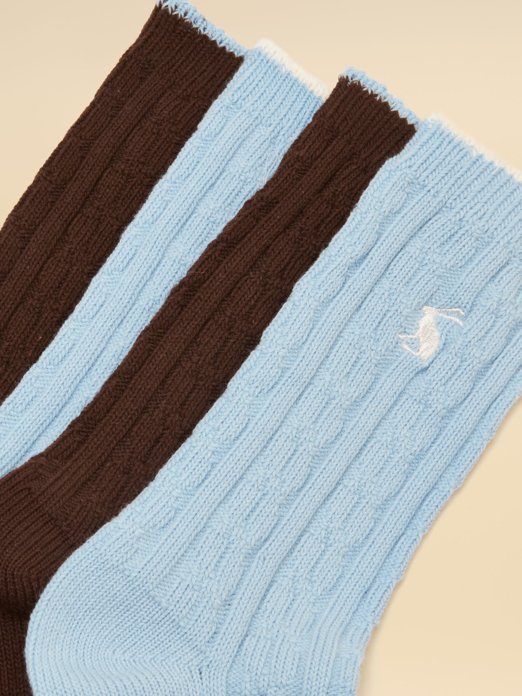 Women's Cable Knit Chocolate & Blue Socks 2 Pack  (size 4 - 8) - Image 3 of 3