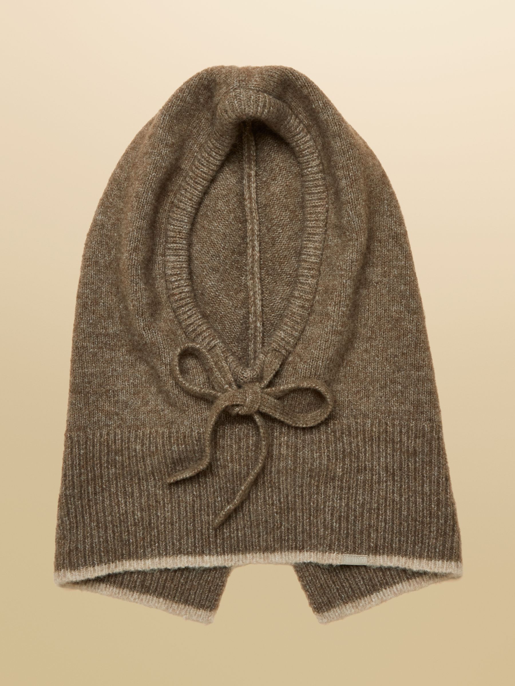 Knitted Mocha Brown Drawstring Hood - Image 4 of 6