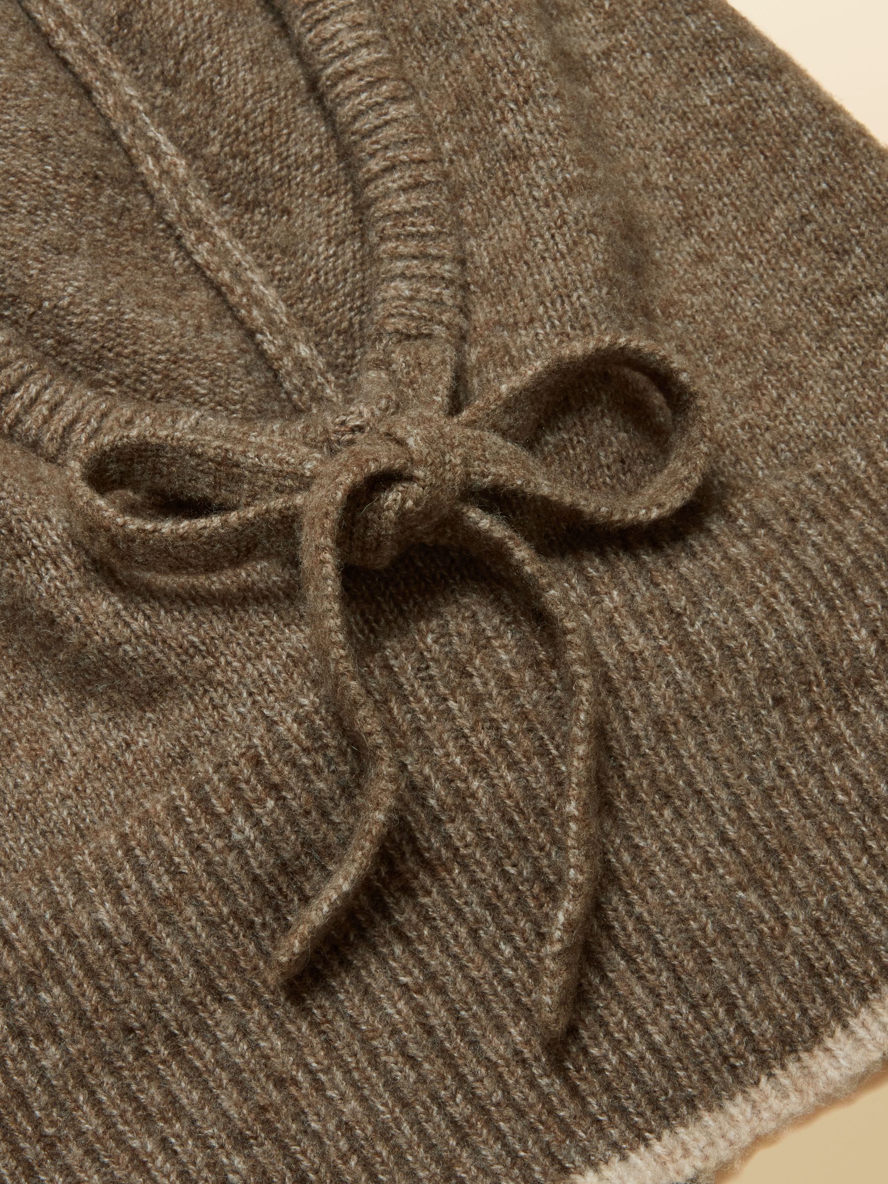 Knitted Mocha Brown Drawstring Hood - Image 5 of 6