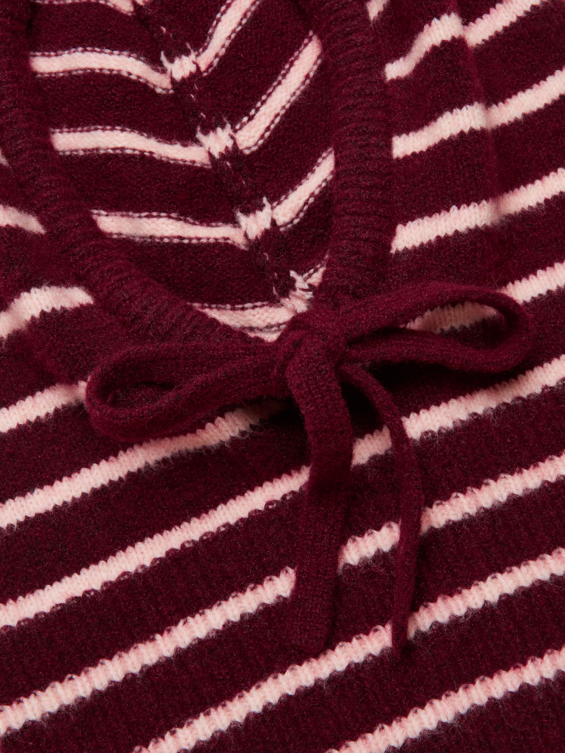 Knitted Berry & Pink Stripe Drawstring Hood - Image 5 of 6