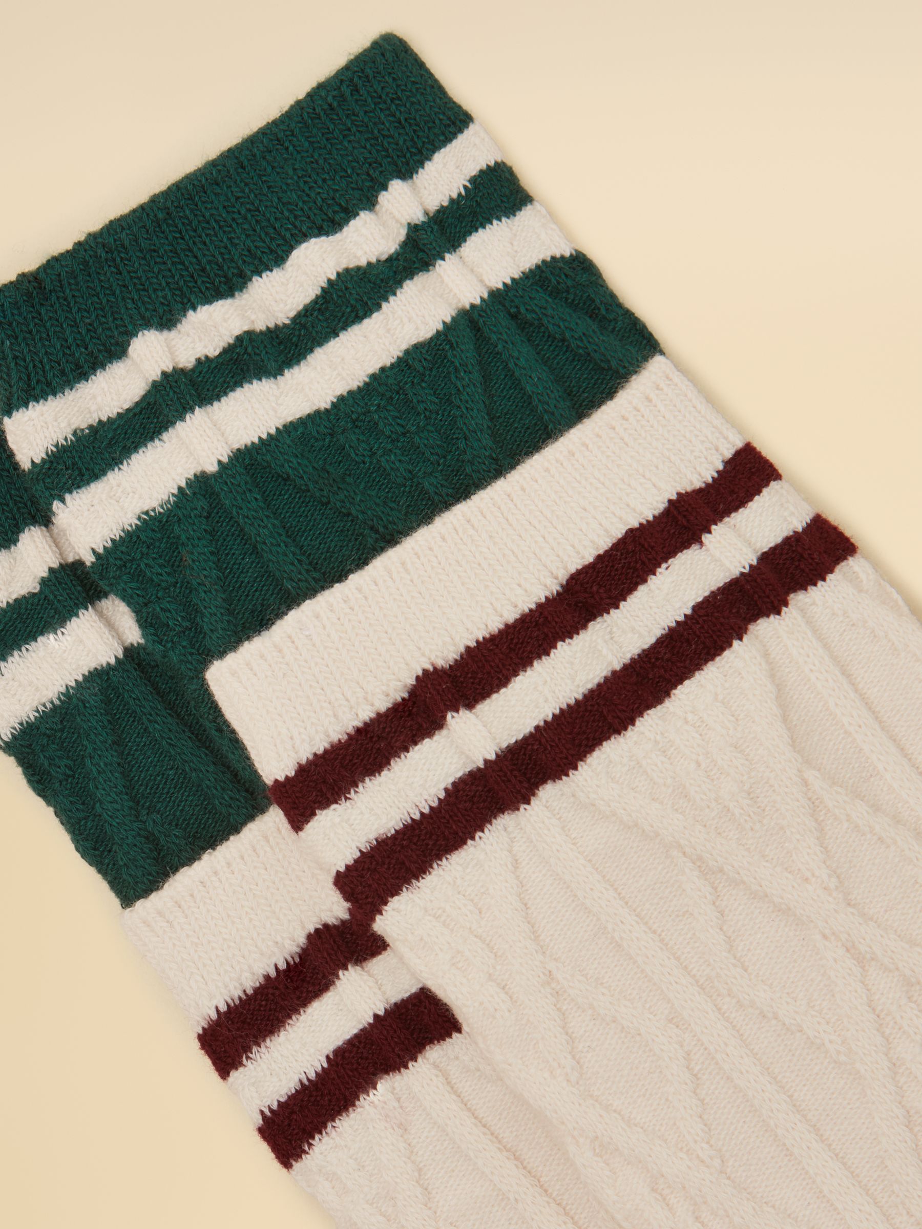 Cable Knit Cream & Green Tennis Socks 2-Pack - Image 2 of 3
