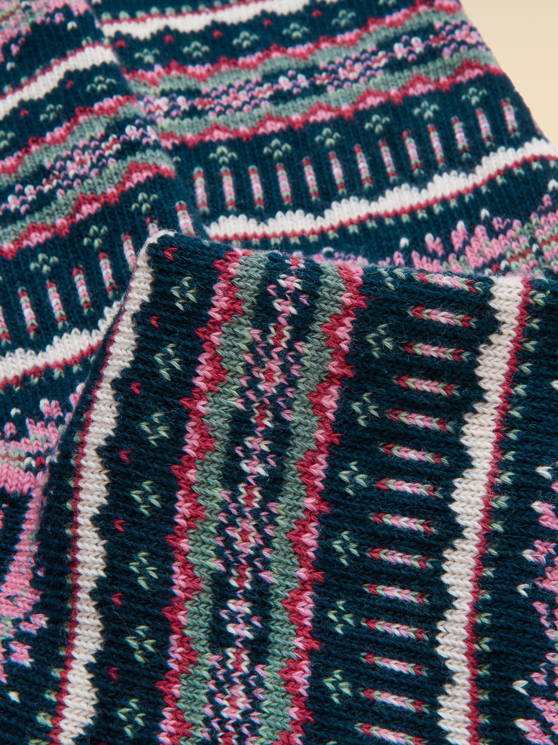 Women's Lucille Navy Fair Isle Socks (size 4-8) - Image 3 of 3 Women's Lucille Navy Fair Isle Socks (size 4-8) - Image 3 of 3
