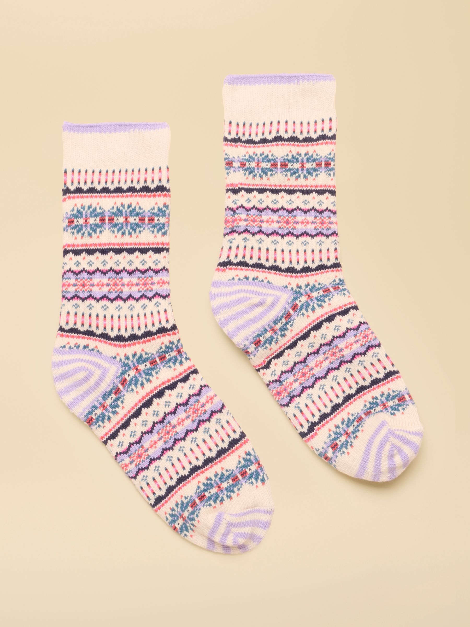 Women's Lucille Cream Fair Isle Socks (size 4-8) - Image 1 of 3