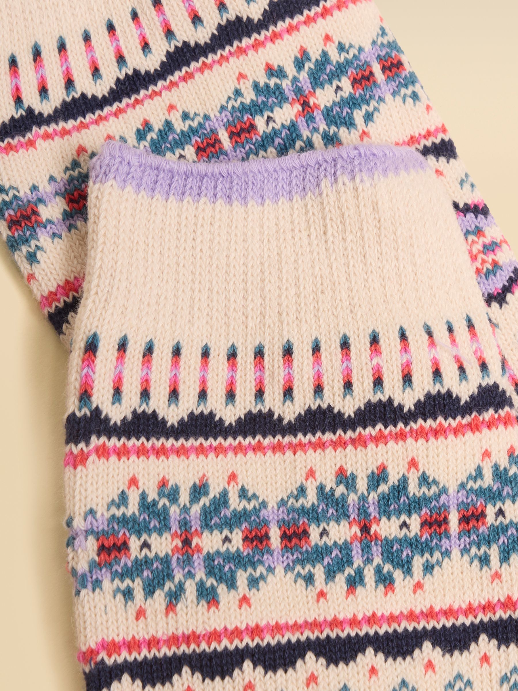 Women's Lucille Cream Fair Isle Socks (size 4-8) - Image 2 of 3