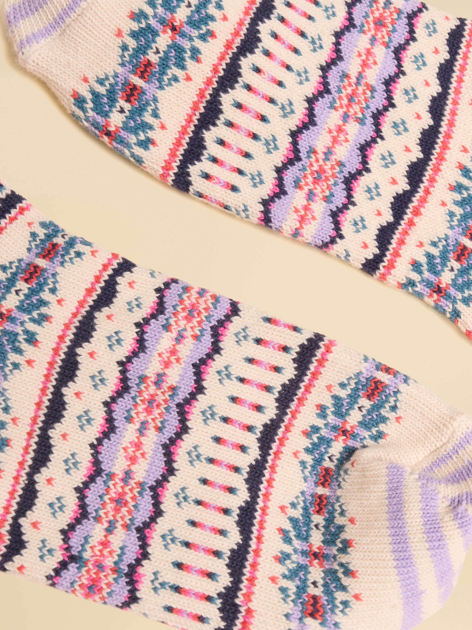Women's Lucille Cream Fair Isle Socks (size 4-8) - Image 3 of 3
