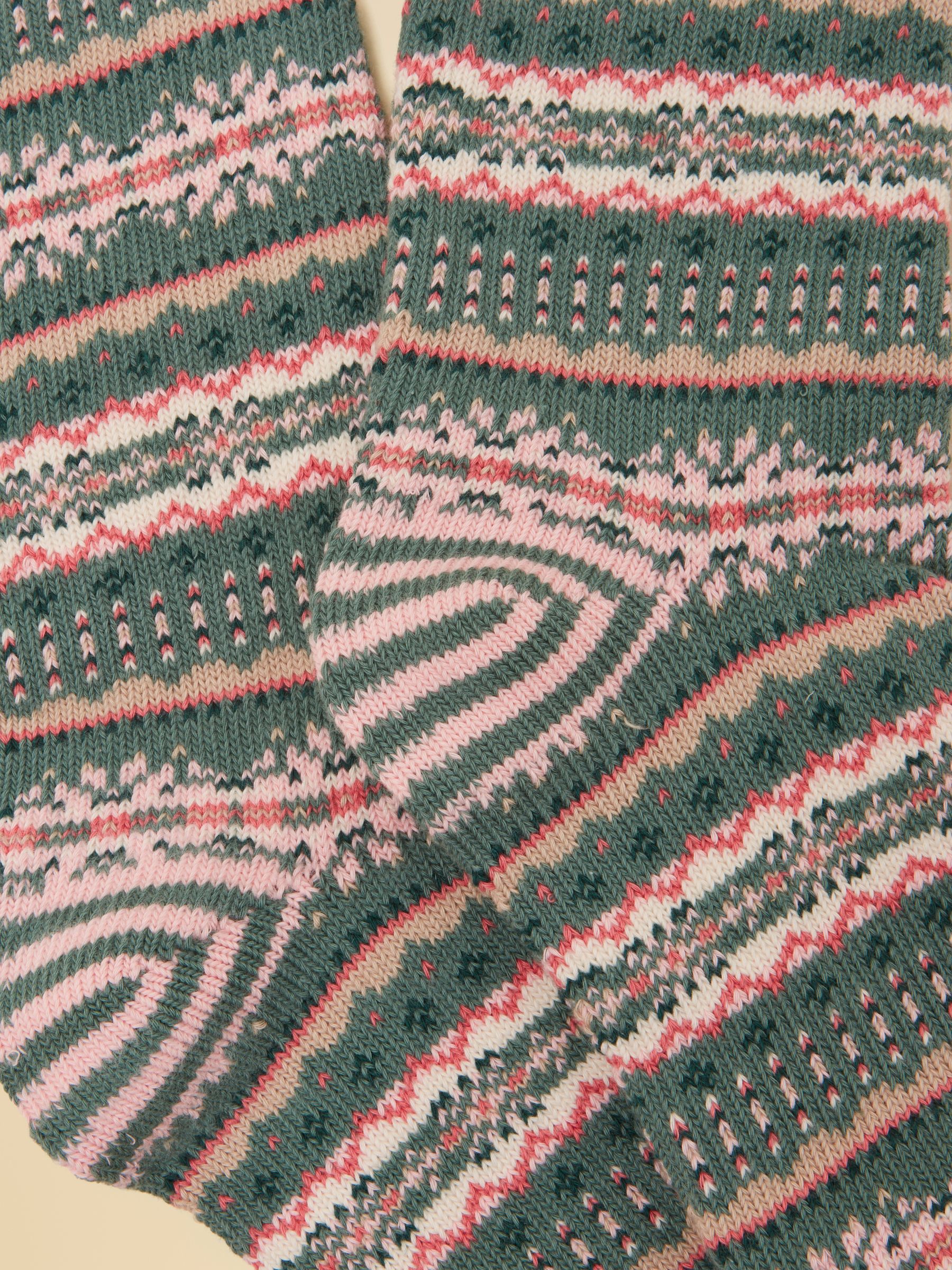 Lucille Khaki Green Fair Isle Socks - Image 2 of 3 Lucille Khaki Green Fair Isle Socks - Image 2 of 3