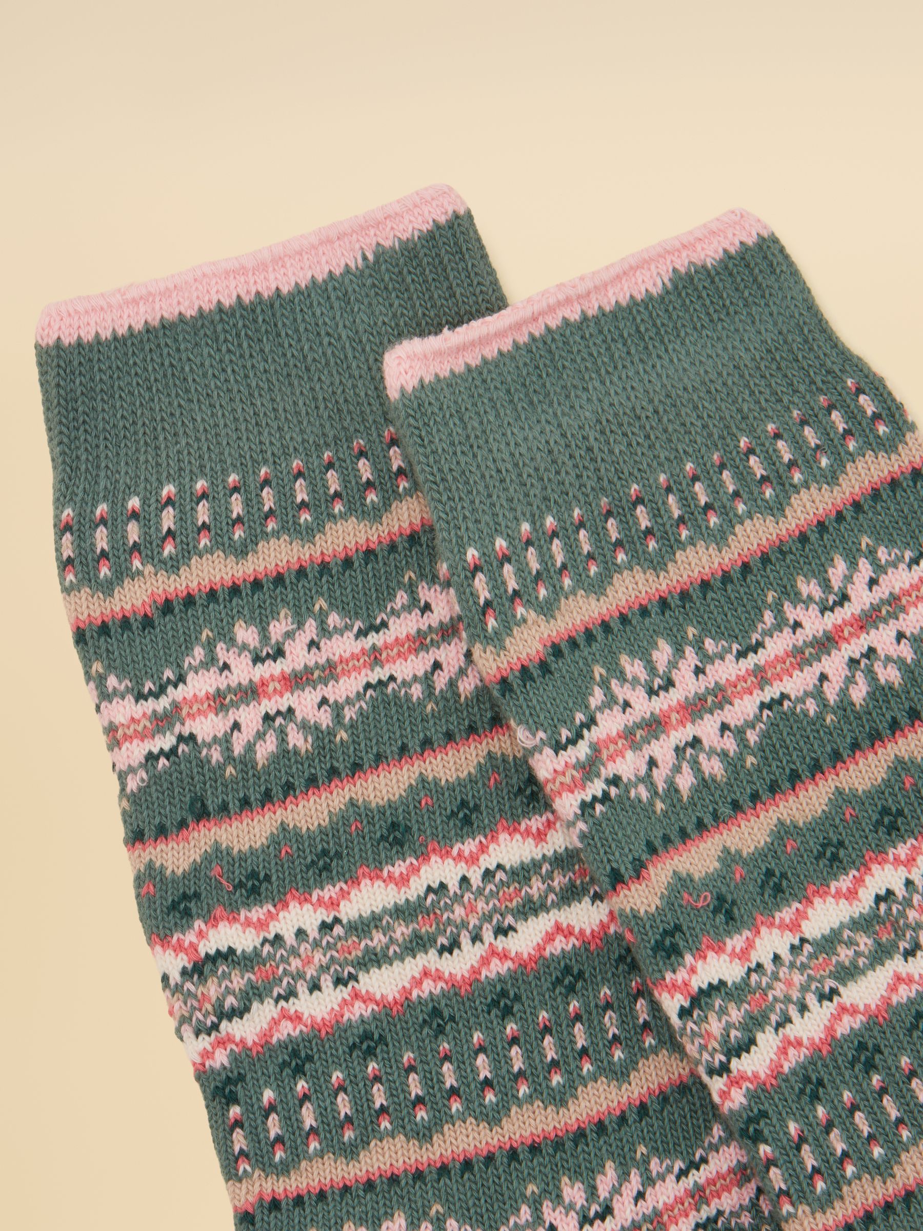 Lucille Khaki Green Fair Isle Socks - Image 3 of 3 Lucille Khaki Green Fair Isle Socks - Image 3 of 3