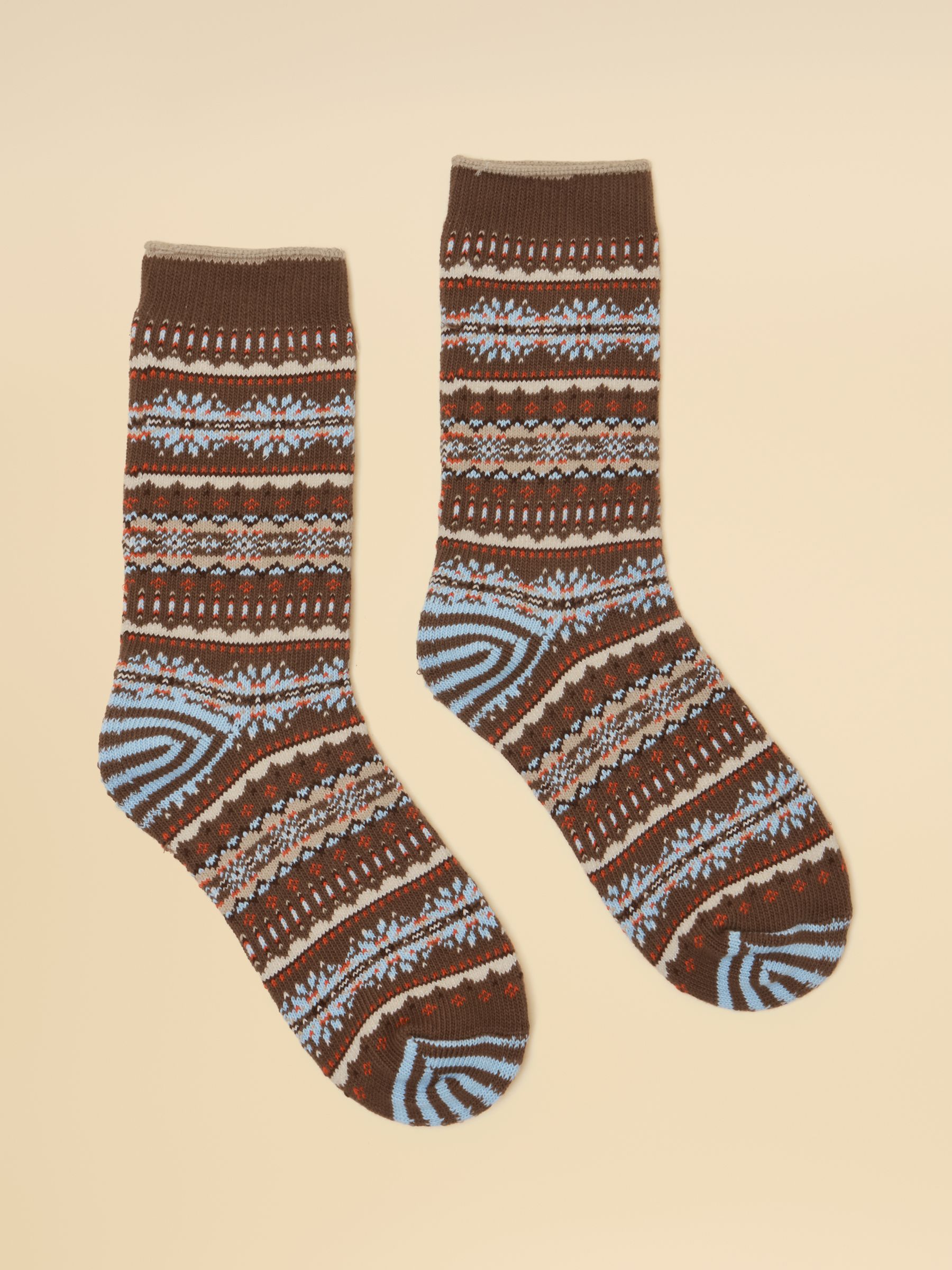 Lucille Chocolate Brown Fair Isle Socks - Image 1 of 3