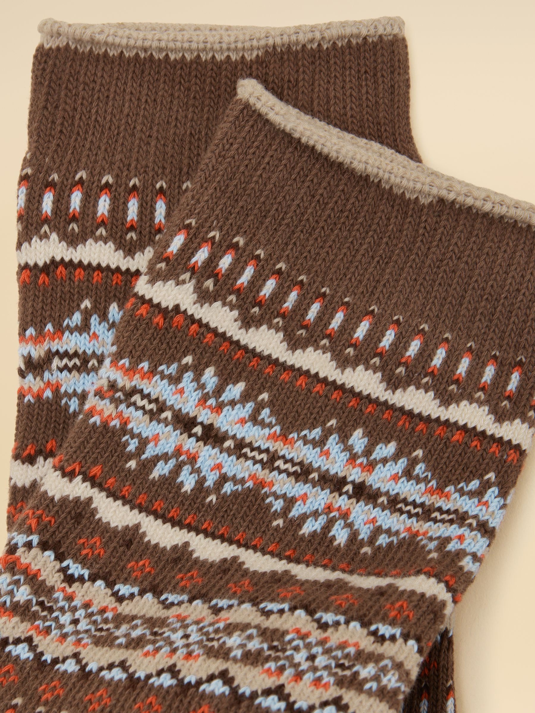 Lucille Chocolate Brown Fair Isle Socks - Image 2 of 3