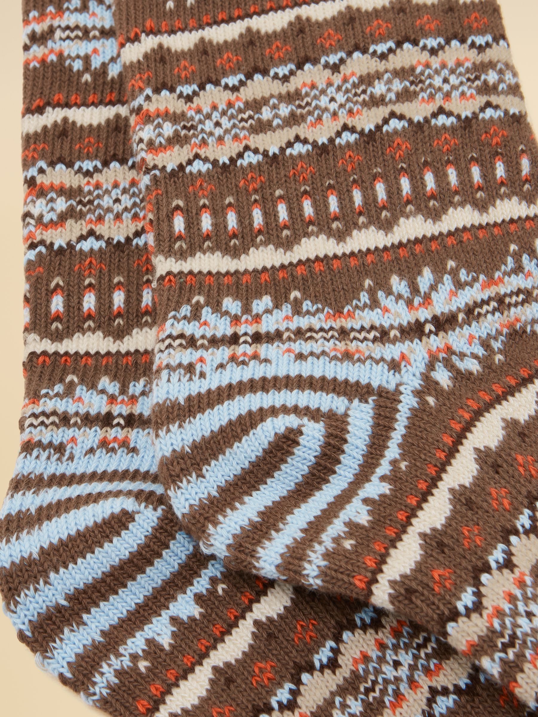 Lucille Chocolate Brown Fair Isle Socks - Image 3 of 3