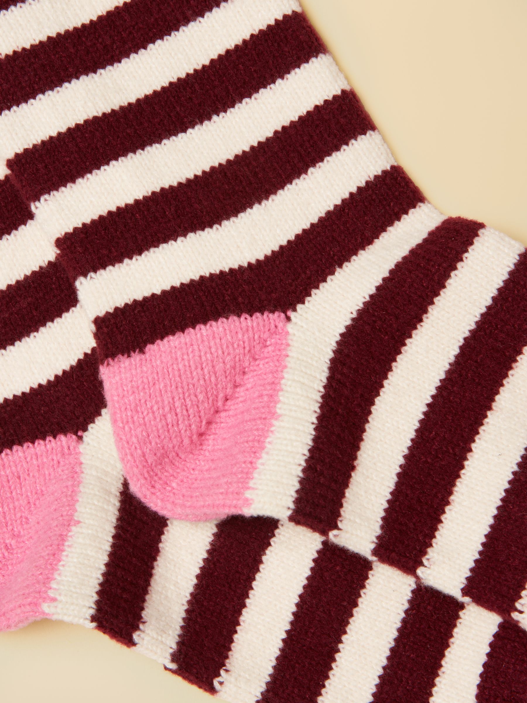 Women's Cosy Berry Pink Stripe Socks (Size 4-8) - Image 2 of 3