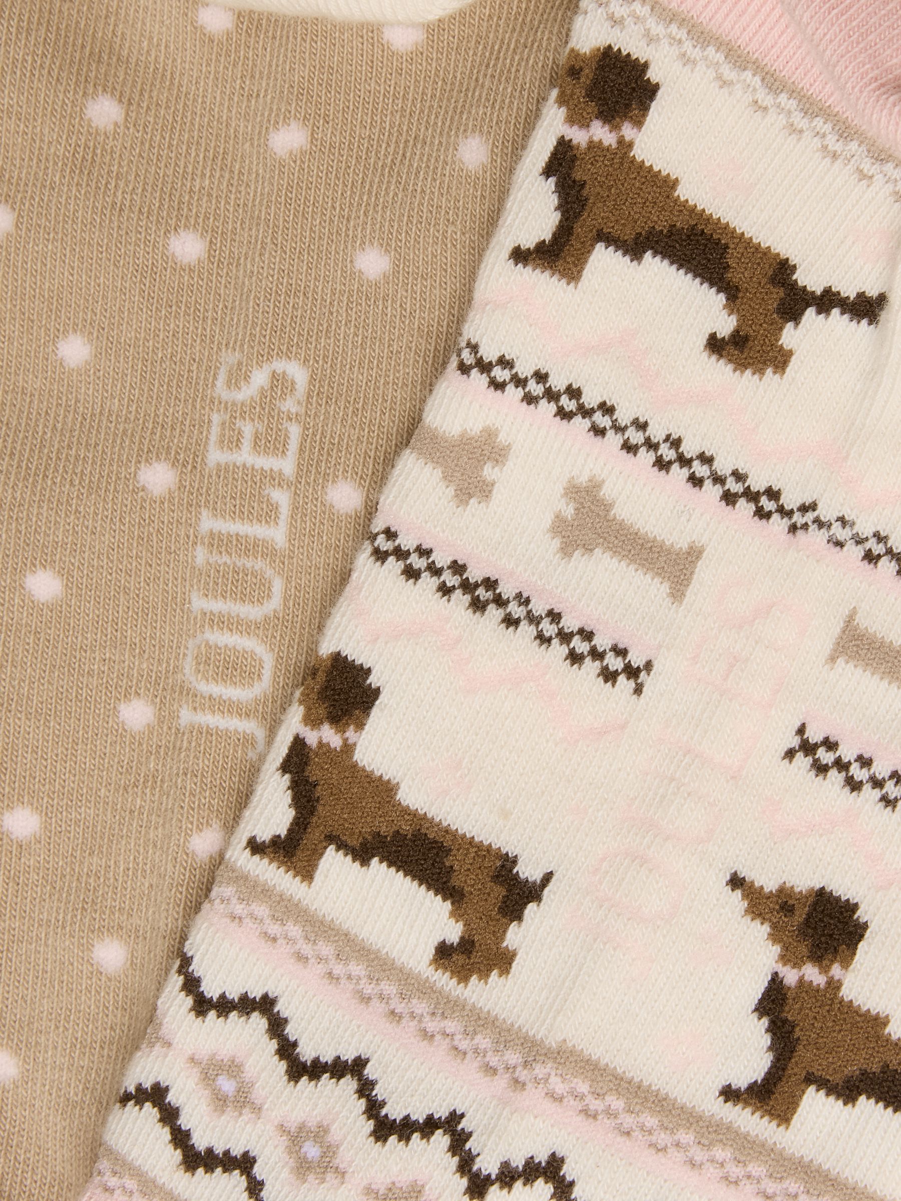 Women's Rilla Neutral & Pink Dog Trainer Socks 2 Pack  (size 4-8) - Image 2 of 3